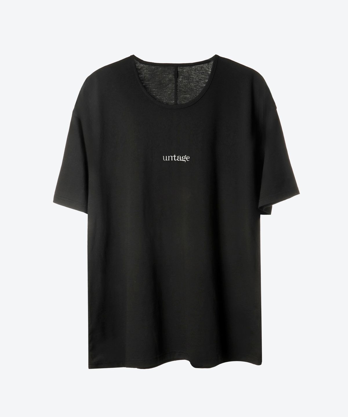 언티지(UNTAGE) 텐셀 로고 오버사이즈 티셔츠[Black(UNISEX)]_UTT-ST34