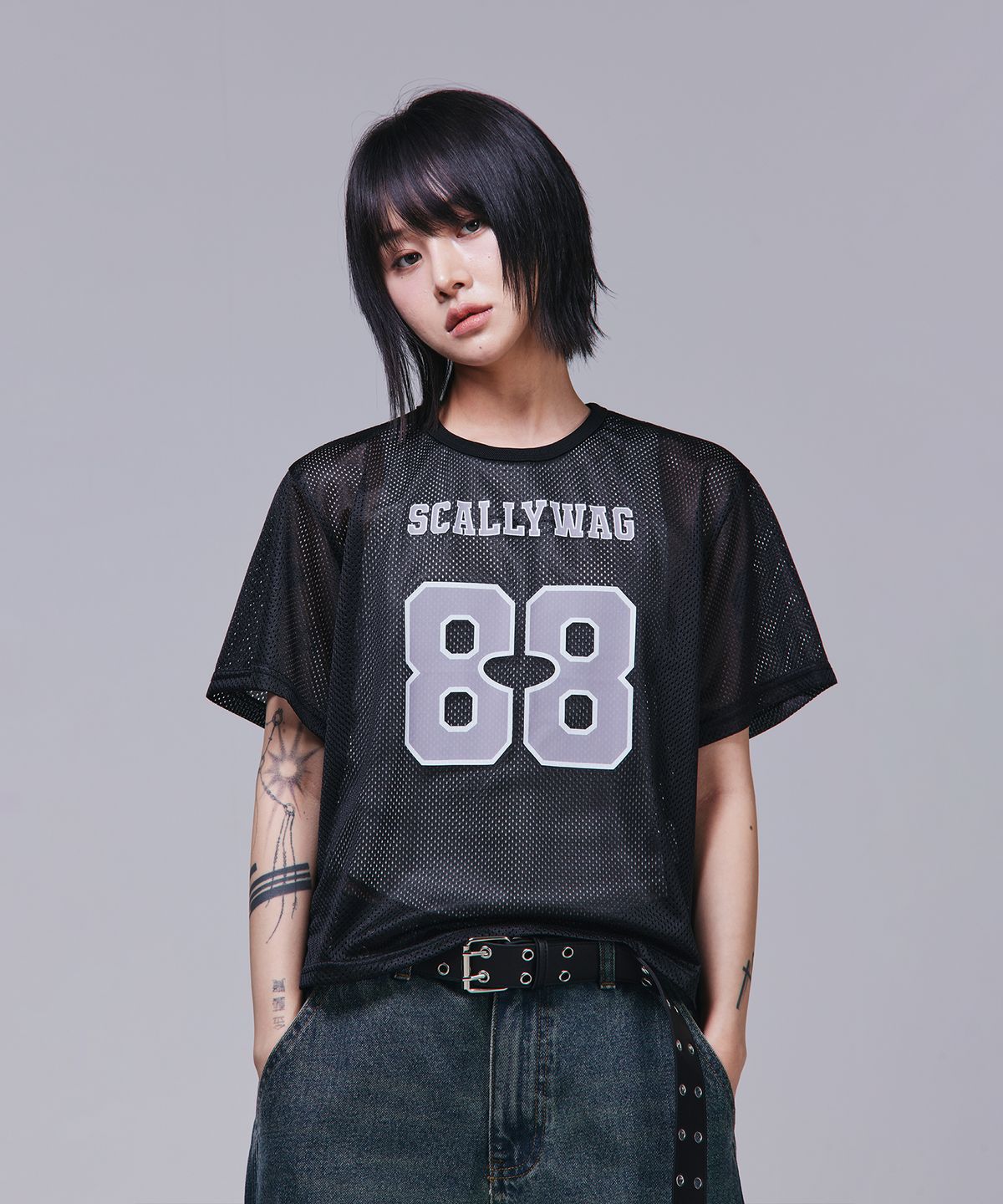 스켈리웩(SCALLYWAG) 롱 더블 아일렛 벨트[블랙]