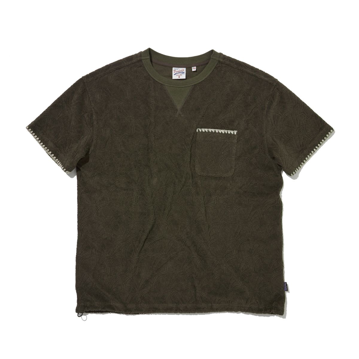 펜필드(PENFIELD) 리조트 쉘 패턴테리 하프 티셔츠 올리브_FR2KT201