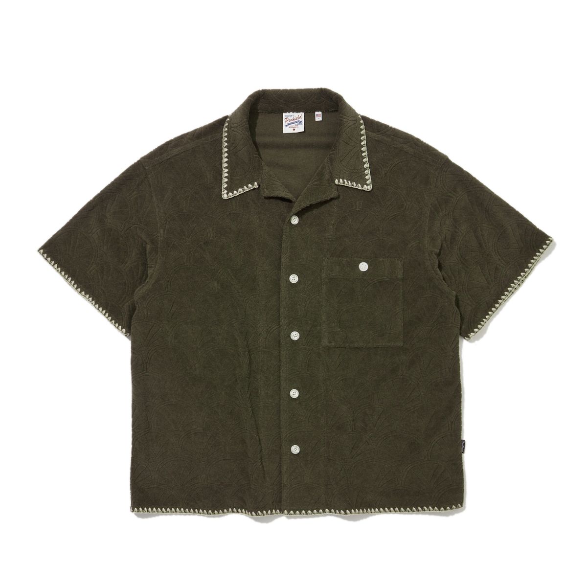 펜필드(PENFIELD) 리조트 쉘 패턴 테리 하프 셔츠 올리브_FR2KR201