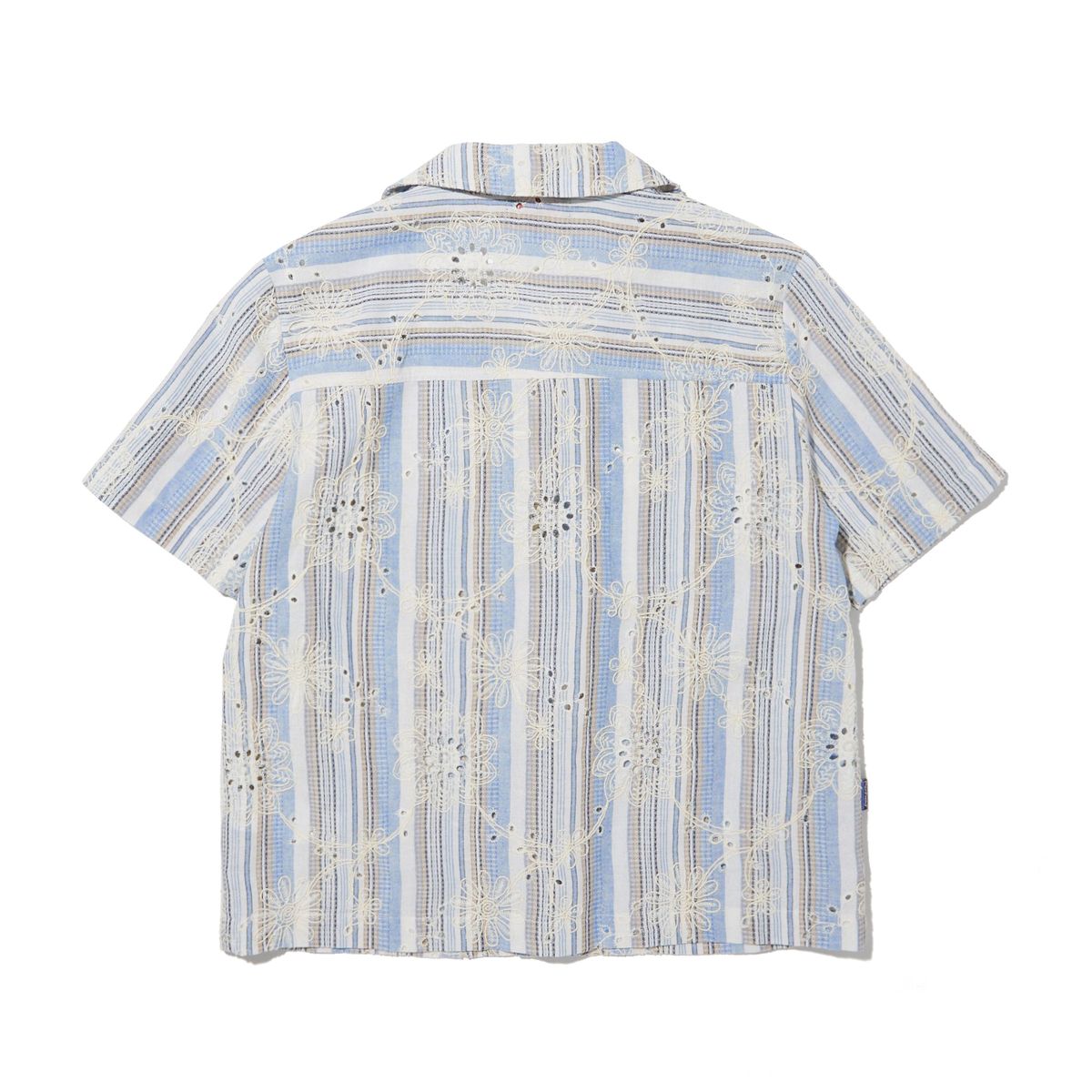 펜필드(PENFIELD) 썸머 스트라이프 오픈카라 셔츠 블루_FR2WR45U