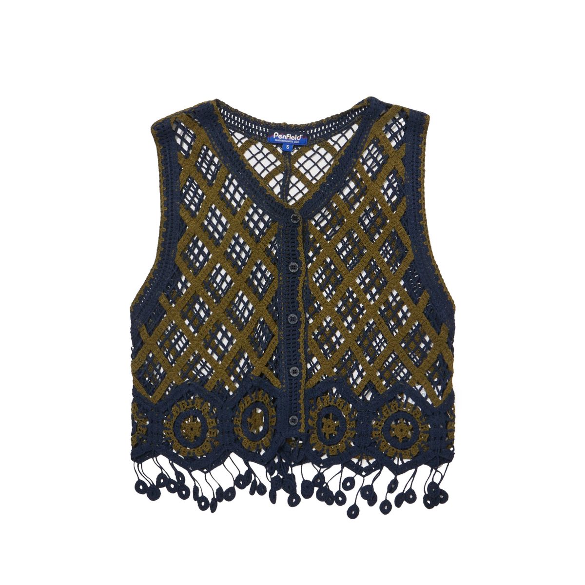 펜필드(PENFIELD) 우먼즈 플라워 포인트 웨스턴 니트 베스트 카키_FR2KJ02F