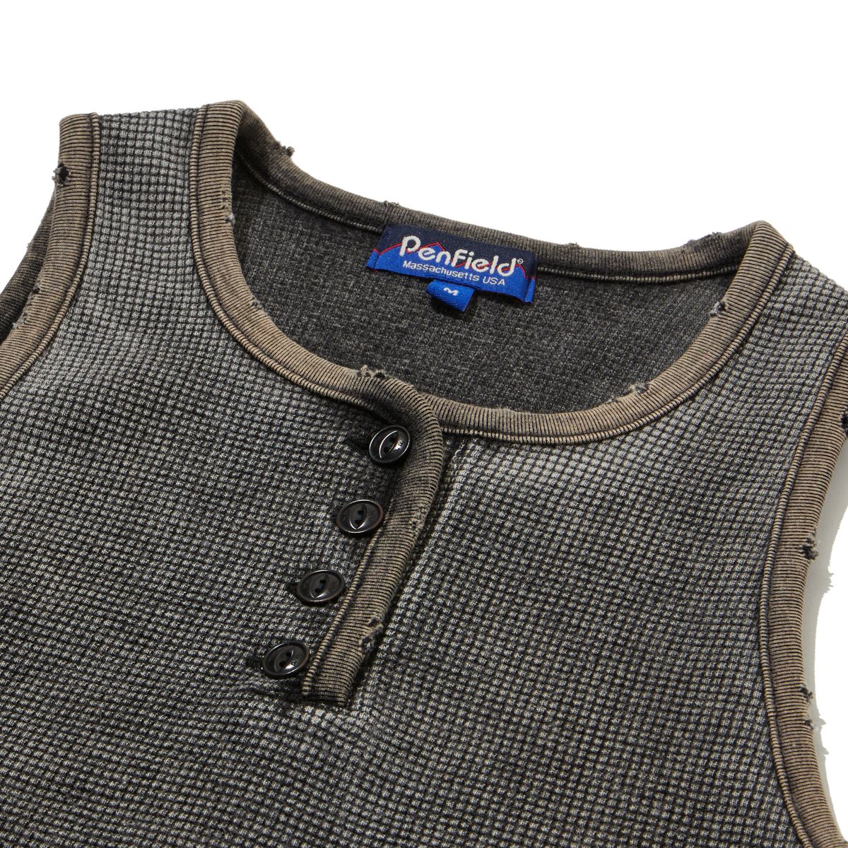 펜필드(PENFIELD) 우먼즈 디스트로이드 헨리넥 슬리브리스 블랙_FR2KV30F