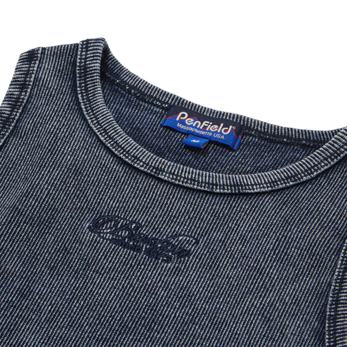 펜필드(PENFIELD) 우먼즈 보스톤 심볼 자수 로고 인디고 다잉 슬리브리스 인디고_FR2KV32F