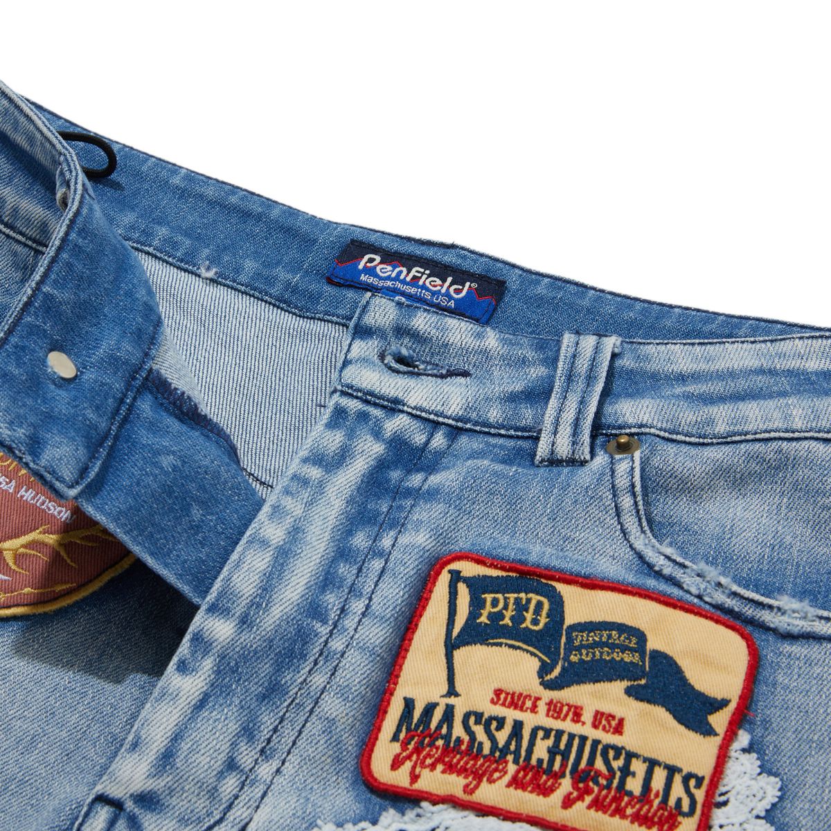 펜필드(PENFIELD) 히치 하이커 데님 쇼츠 스카이블루_FR2WP58F