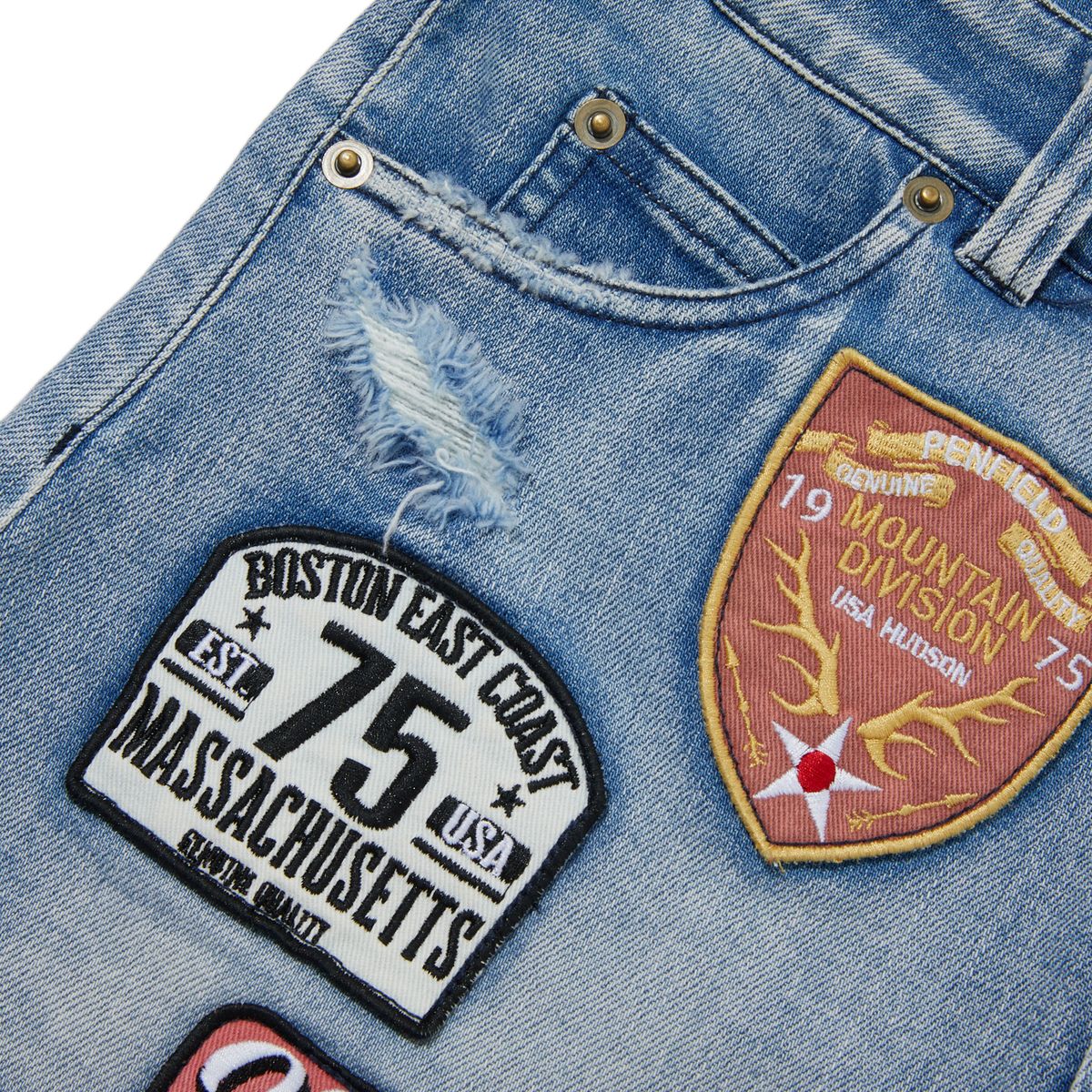 펜필드(PENFIELD) 히치 하이커 데님 쇼츠 스카이블루_FR2WP58F