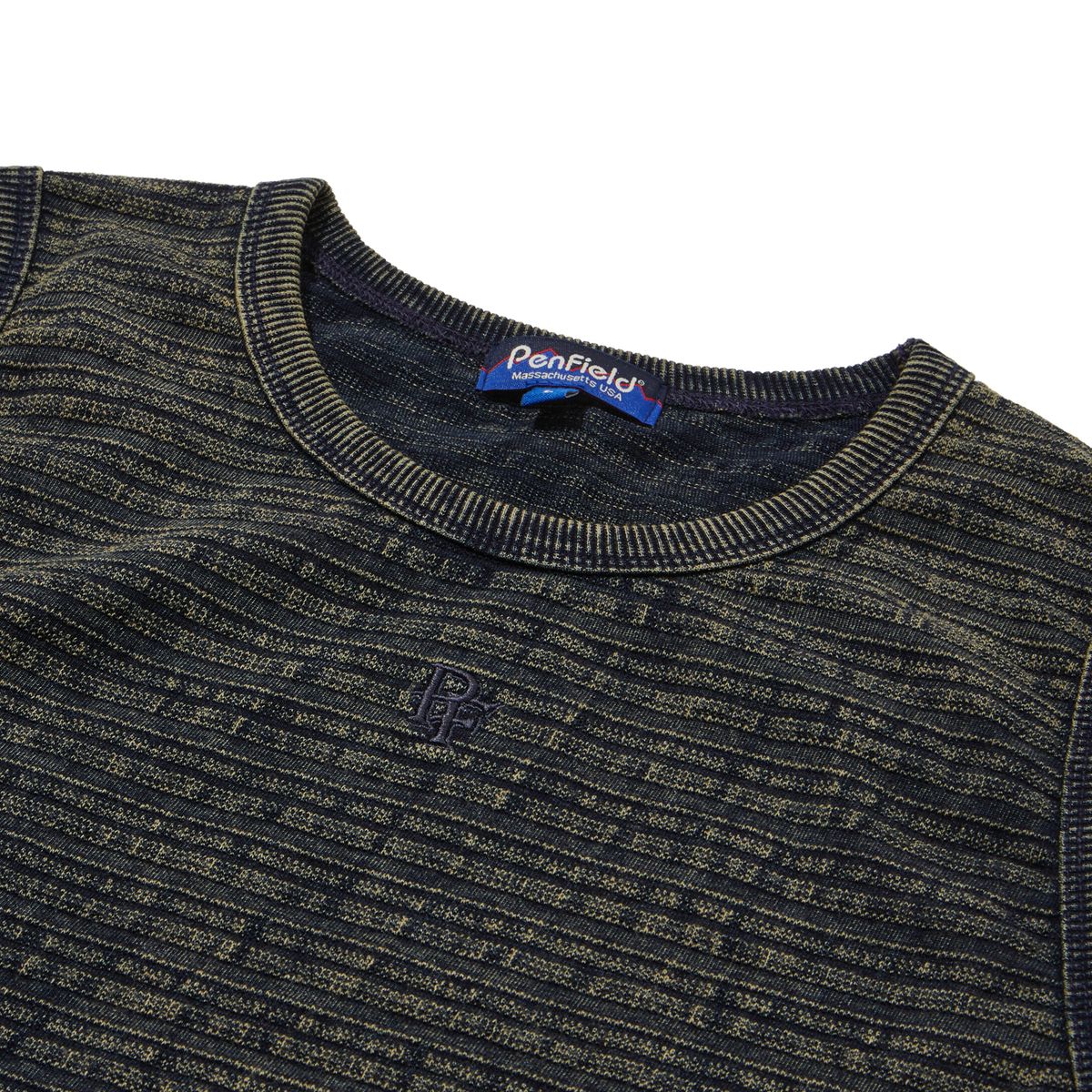 펜필드(PENFIELD) 심볼 자수 로고 인디고 다잉 남성 슬리브리스 인디고_FR2KV34U