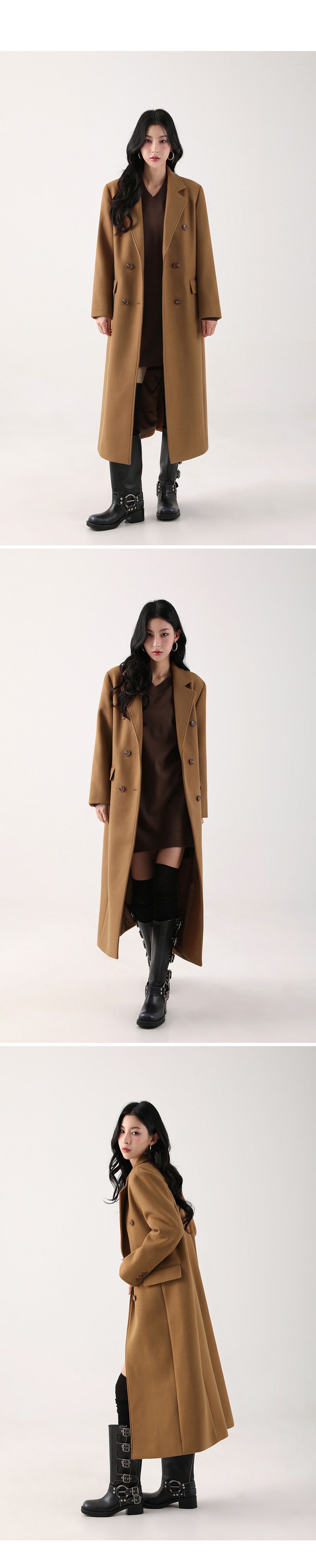 MUSINSA | AVANDRESS Anna Double Long Coat BLACK