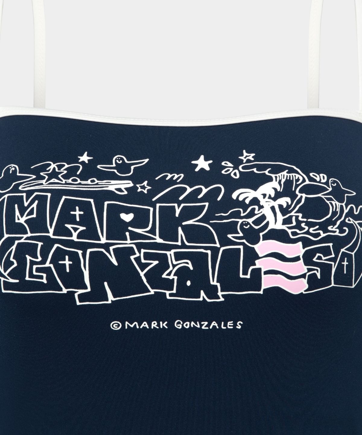 마크곤잘레스(MARK GONZALES) 마크곤잘레스 X 배럴 튜브탑 원피스 수영복 - NAVY