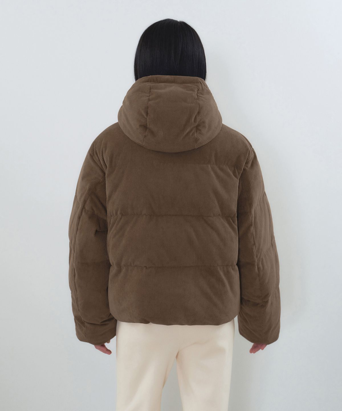 무신사 스탠다드 우먼(MUSINSA STANDARD WOMAN) 우먼즈 데일리 푸퍼 코듀로이 후디드 숏 패딩 재킷 [바로크 브라운]
