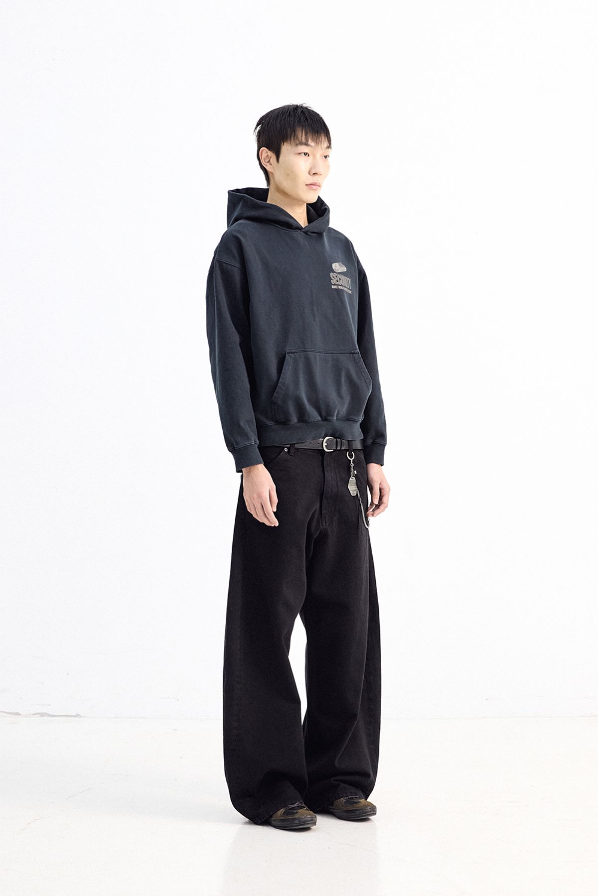 해칭룸(HATCHINGROOM) Wide Curve Jeans Jet Black