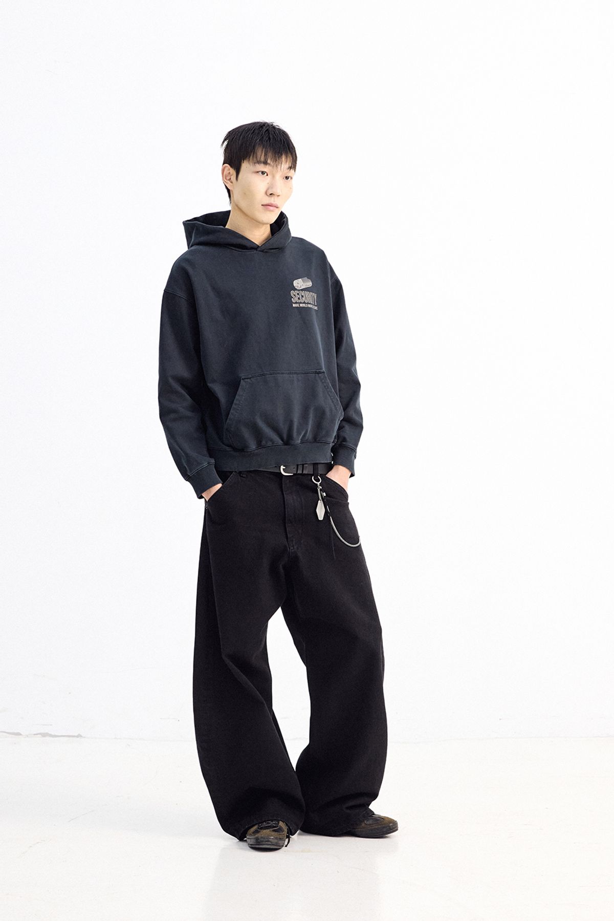 해칭룸(HATCHINGROOM) Wide Curve Jeans Jet Black