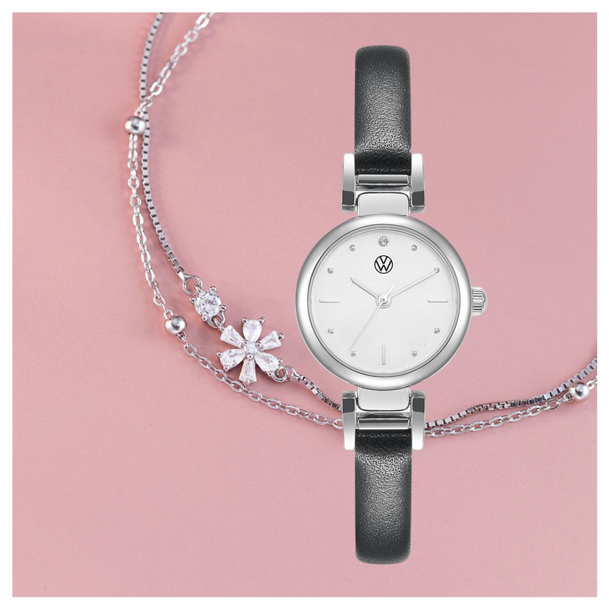 폭스바겐 와치(VOLKSVAGEN WATCH) 스와로브스키 스톤 사용 H 러그 + 팔찌 세트 무료각인 실버