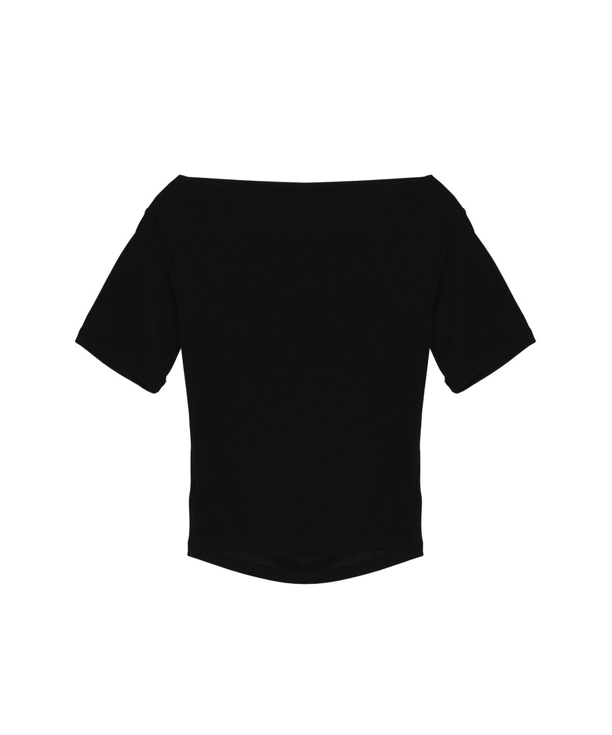 닉앤니콜(NICK&NICOLE) HALF SHIRRING DRAPE BOAT NECK TOP_BLACK