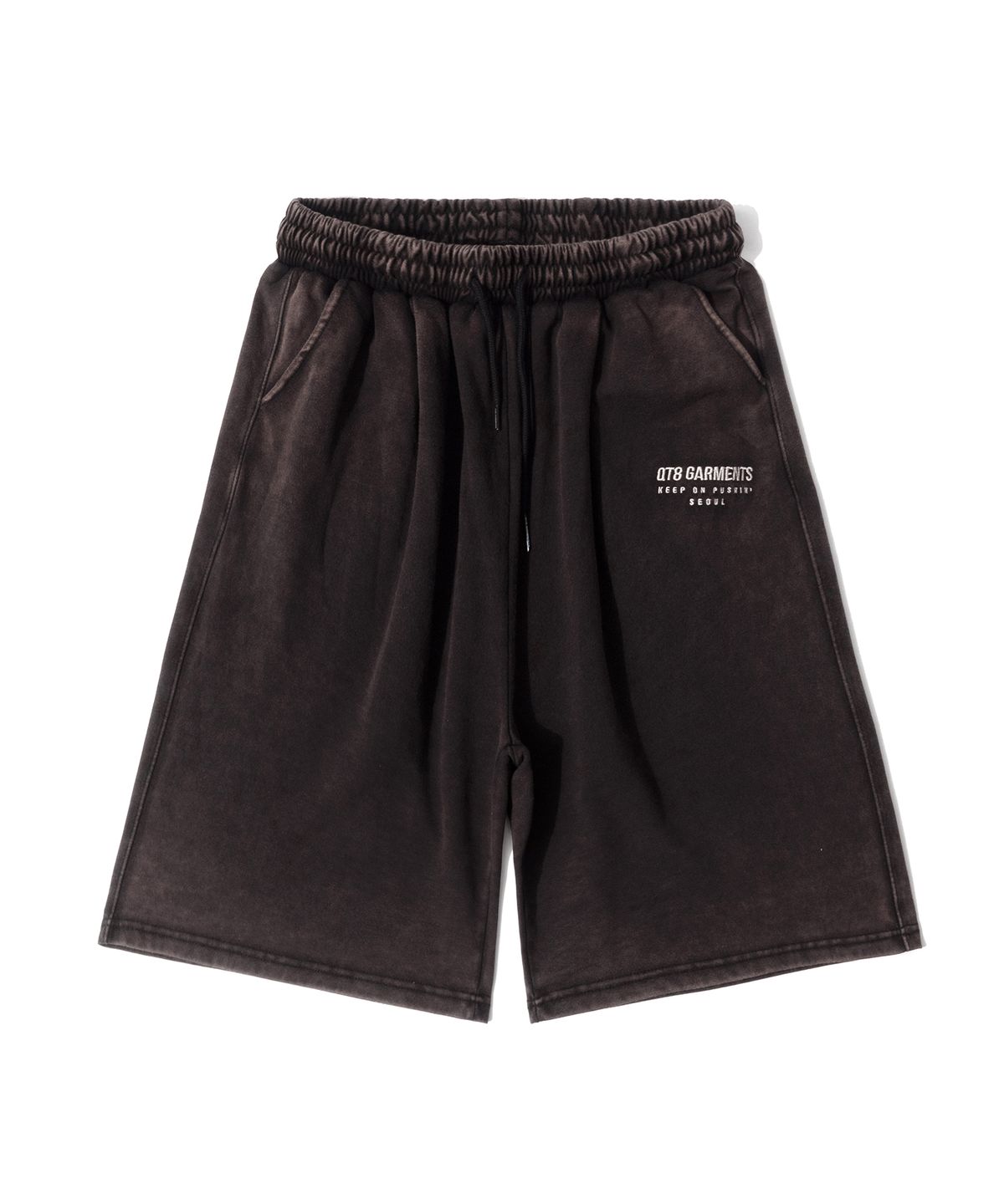 큐티에잇 가먼츠(QT8 GARMENTS) LB Washed Wide Bermuda Sweat Shorts (Black)