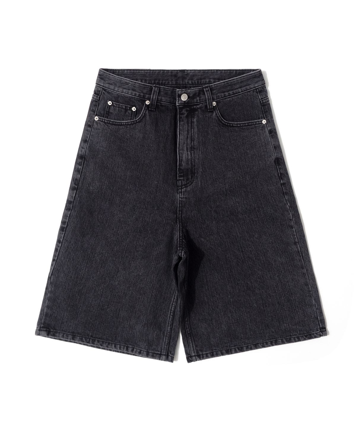 큐티에잇 가먼츠(QT8 GARMENTS) LB Chain Denim Wide Bermuda Shorts (Black)