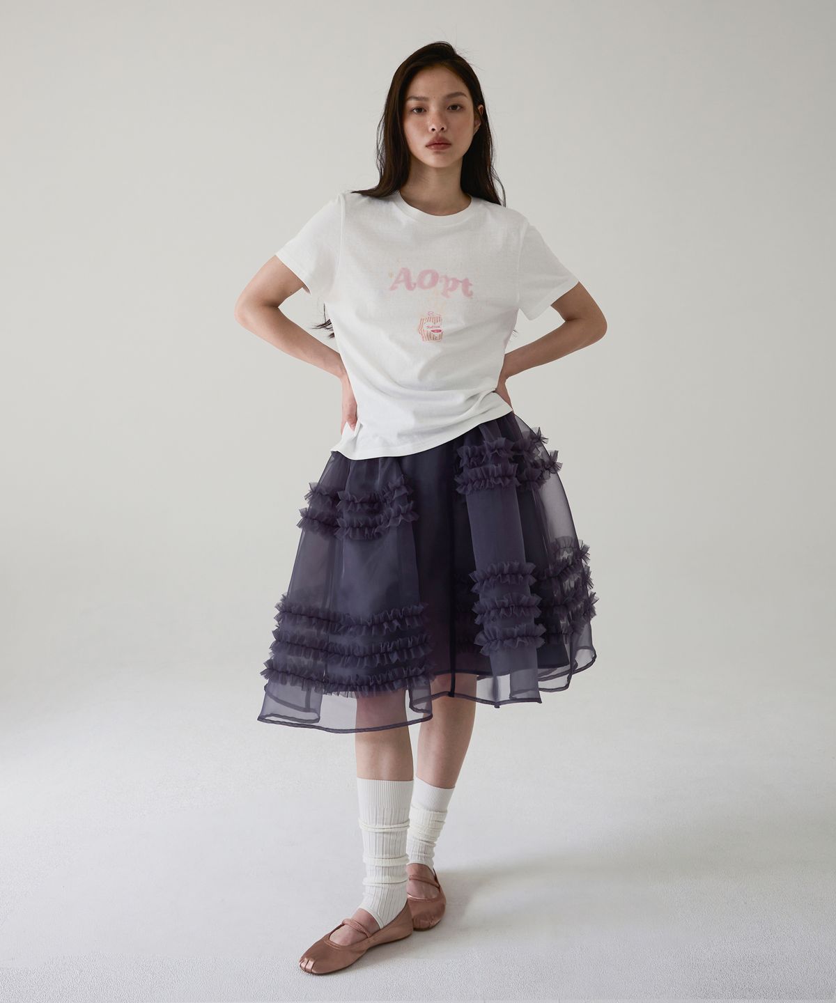 아옵트(AOPT) BUBBLY FIZZ UP T-SHIRT - PINK