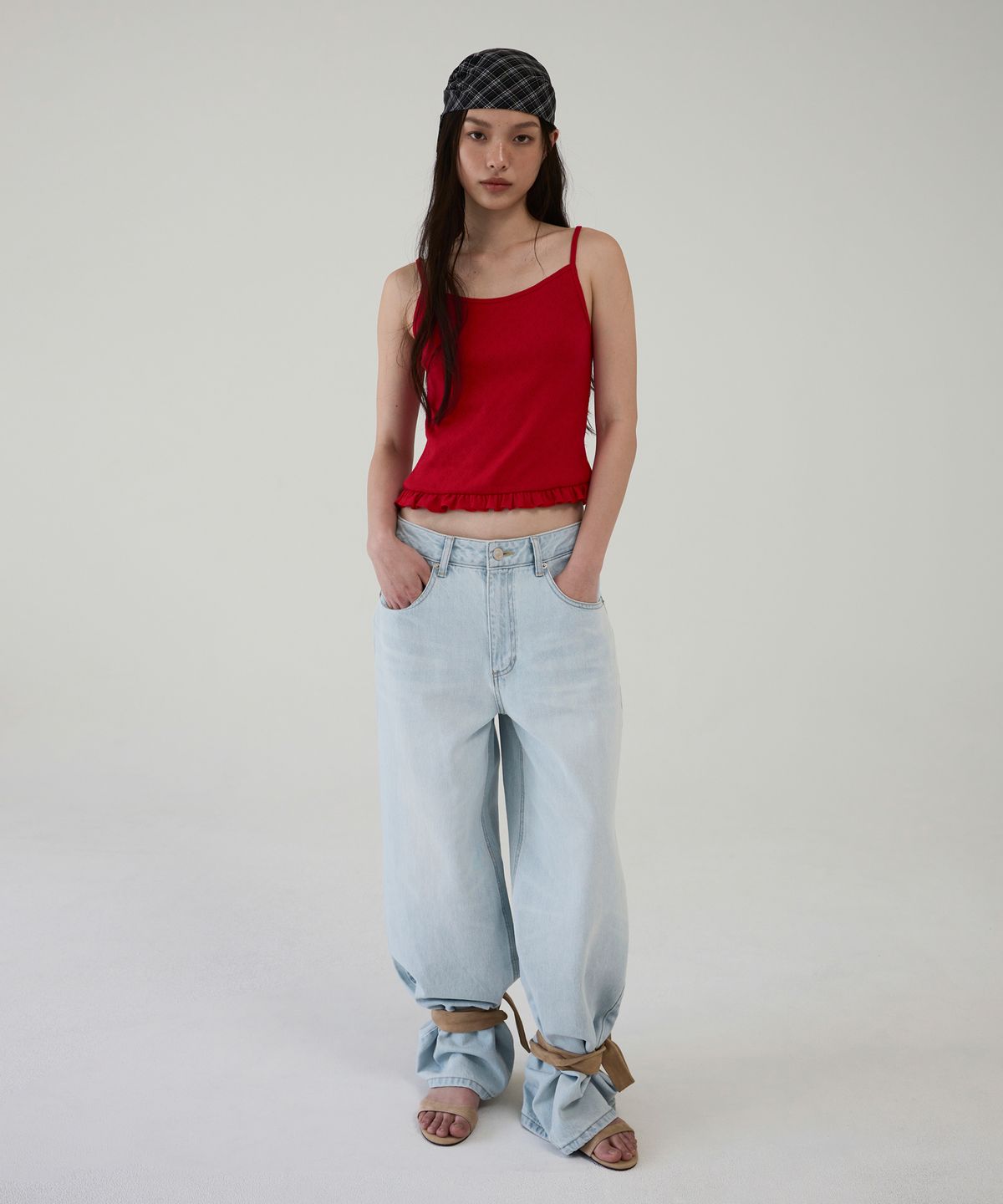 아옵트(AOPT) HEART PUNCH RUFFLE CAMI TOP - RED