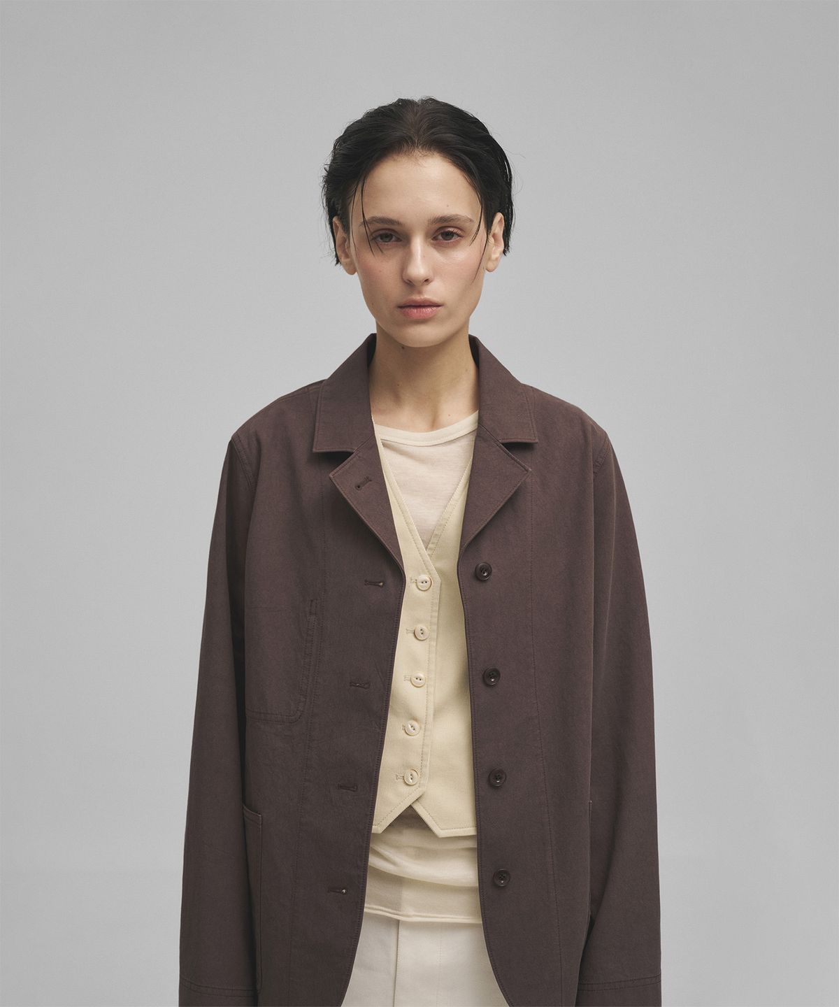 어나더오피스 우먼(ANOTHER OFFICE WOMEN) w. French Work Jacket (Charcoal Brown)