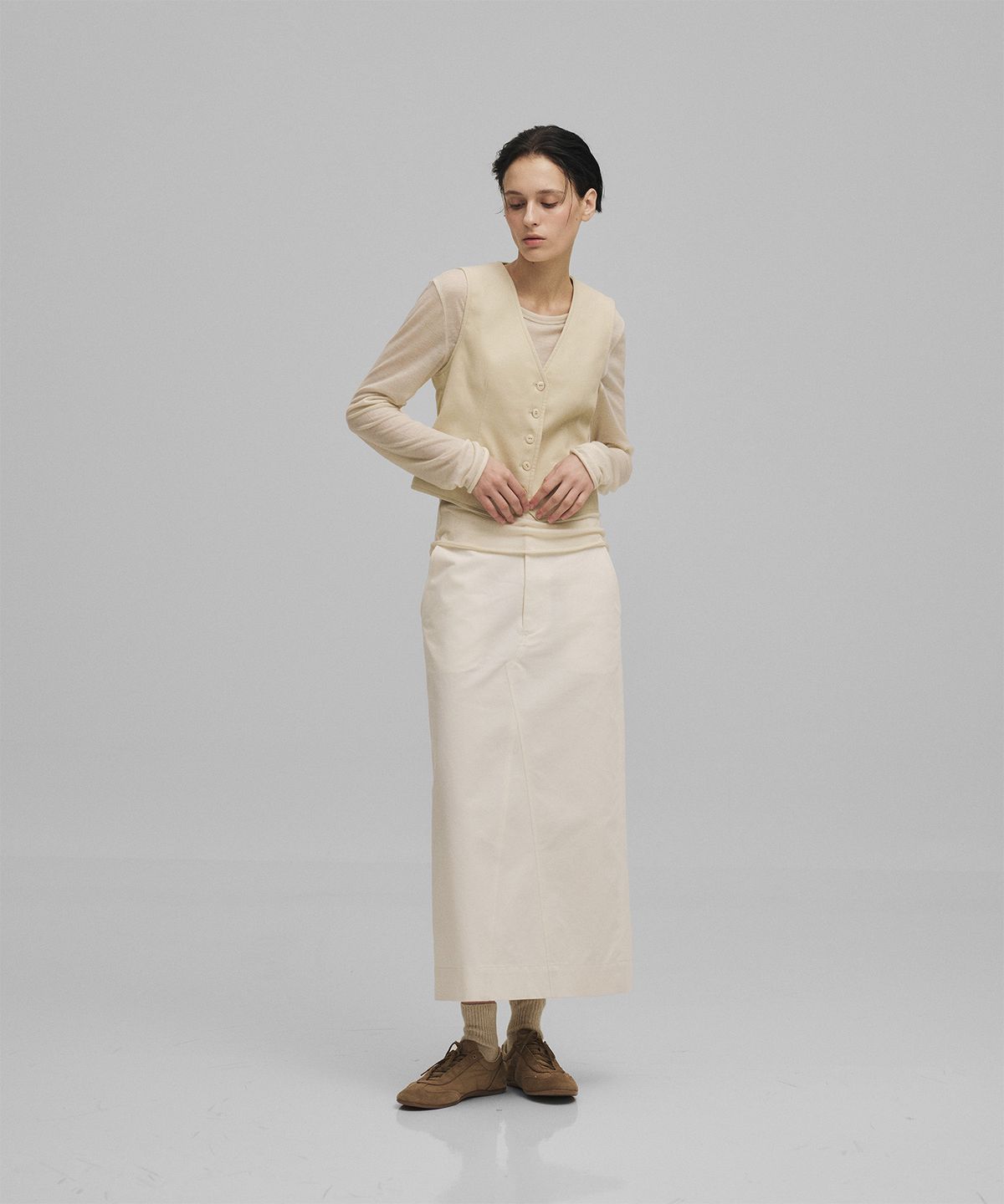 어나더오피스 우먼(ANOTHER OFFICE WOMEN) w. Flow Maxi Skirt (Ivory)