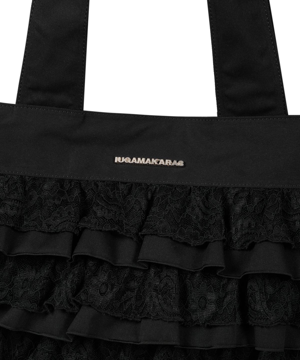 이우가마카라스(IUGAMAKARAS) Frilled Shopper Bag (Black)