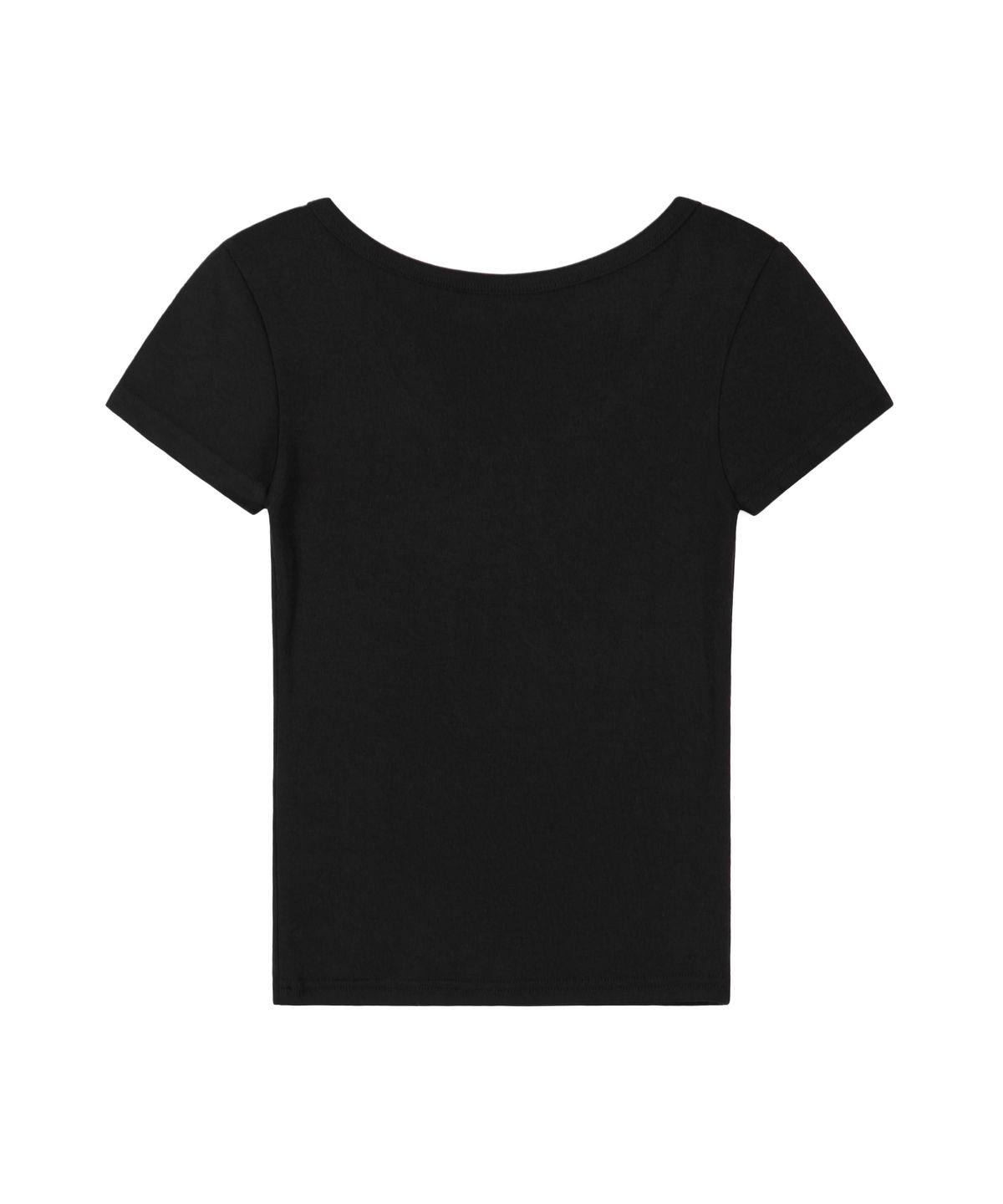 이우가마카라스(IUGAMAKARAS) U-Neck Fitted Half Top (Black)