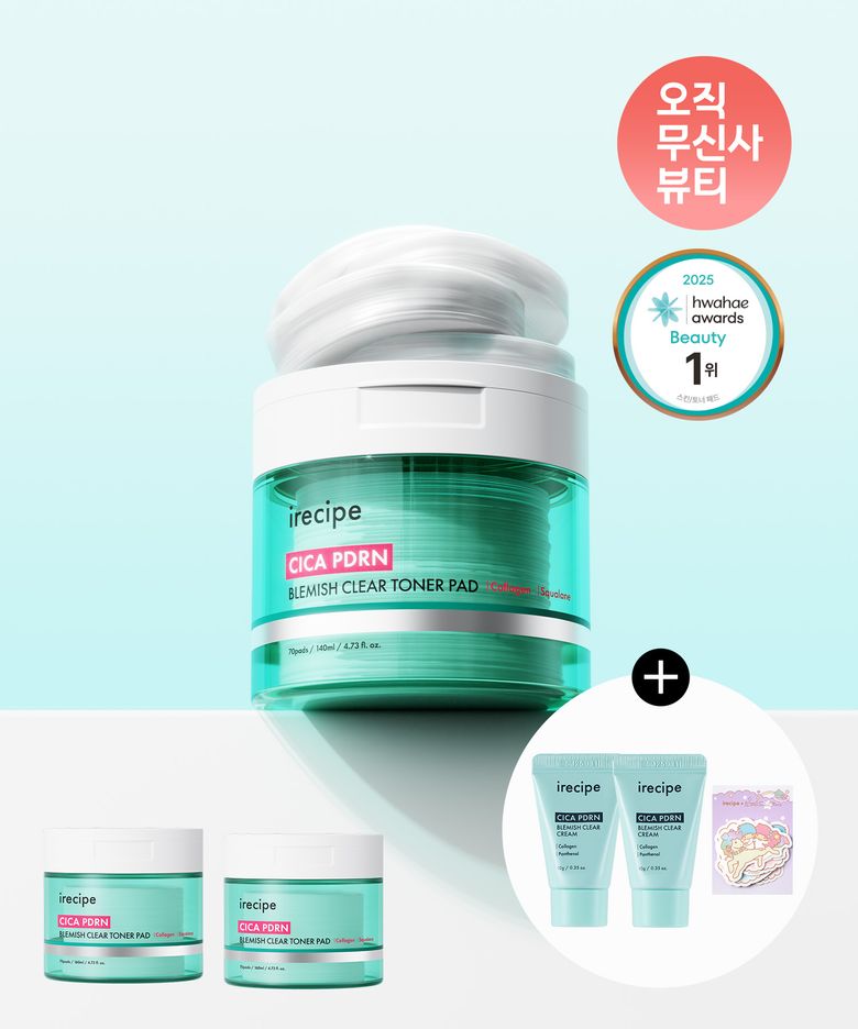[콜라보] 시카 PDRN 흔적 클리어 진정 미백 잡티 패드 70매 X 2개 +2매입 3개+세럼미니