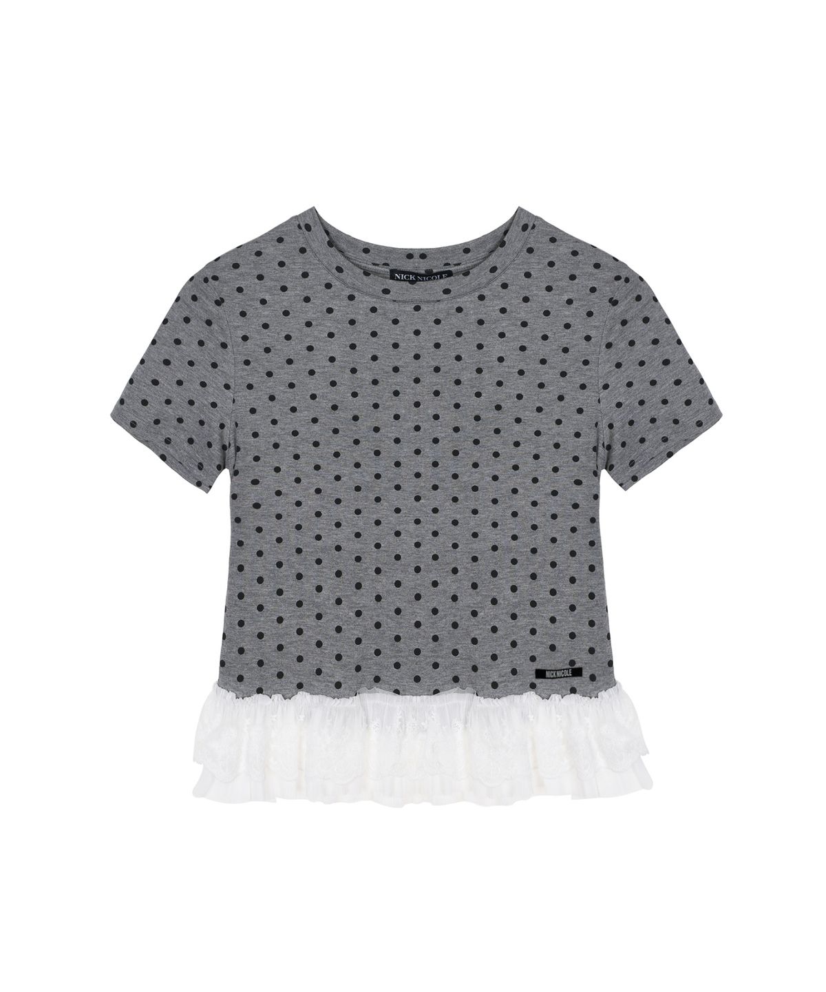 닉앤니콜(NICK&NICOLE) DOTS LACE HALF TOP_GRAY
