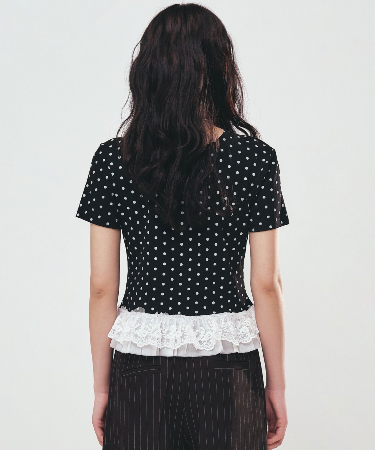 20-60代からのファッション通販  DOTS NICK&NICOLE | MUSINSA LACE TOP_BLACK HALF トップス