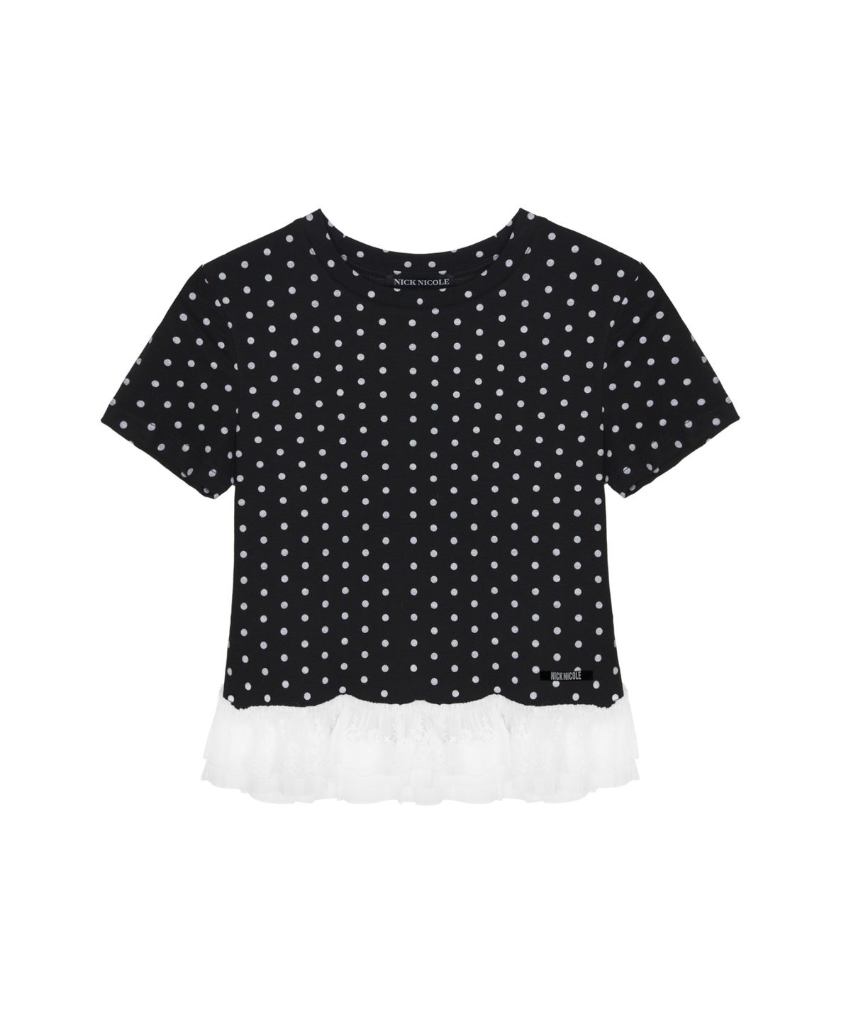 닉앤니콜(NICK&NICOLE) DOTS LACE HALF TOP_BLACK