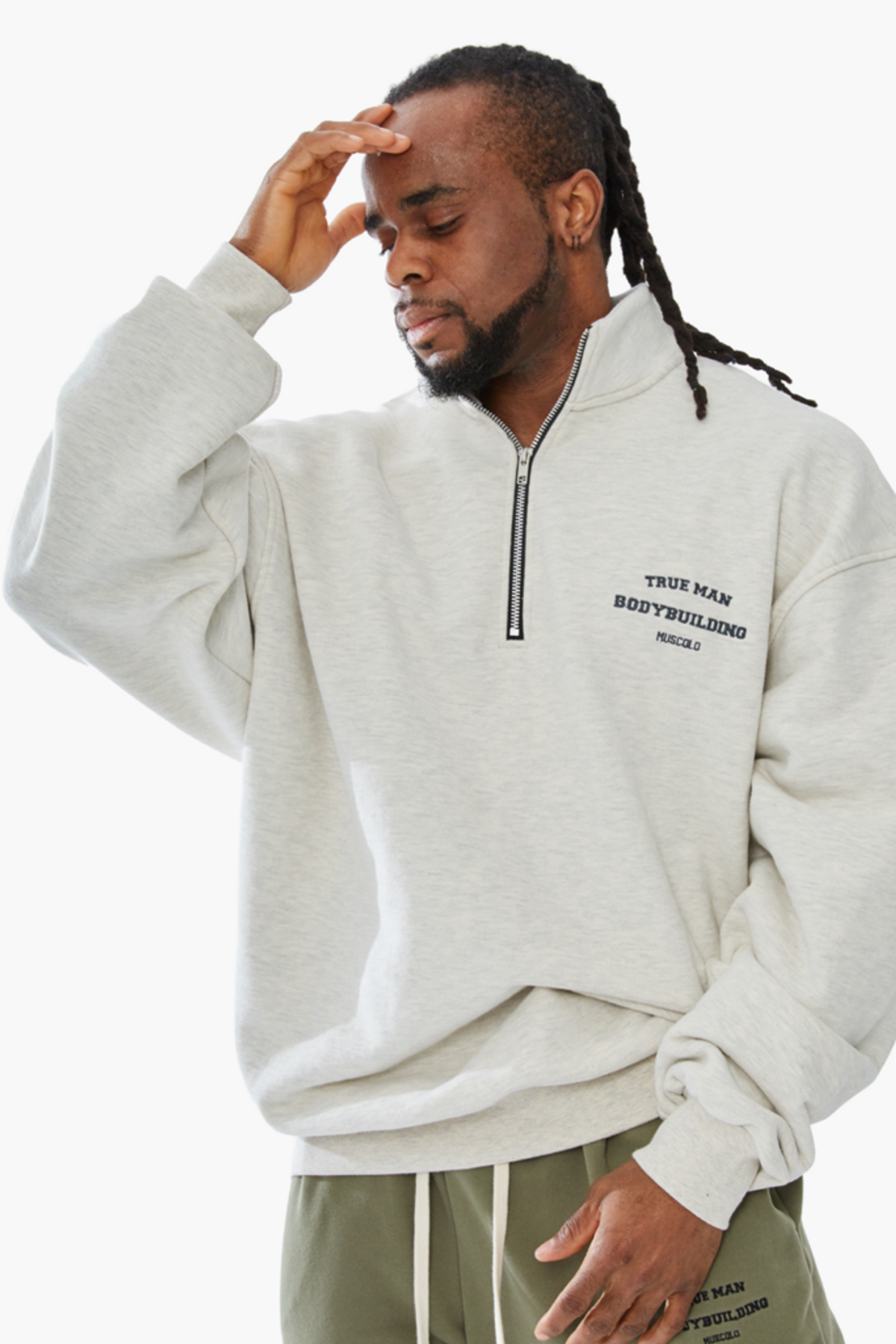 머스콜로(MUSCOLO) MUSCOLO HALF ZIP-UP SWEATSHIRTS OATMEAL