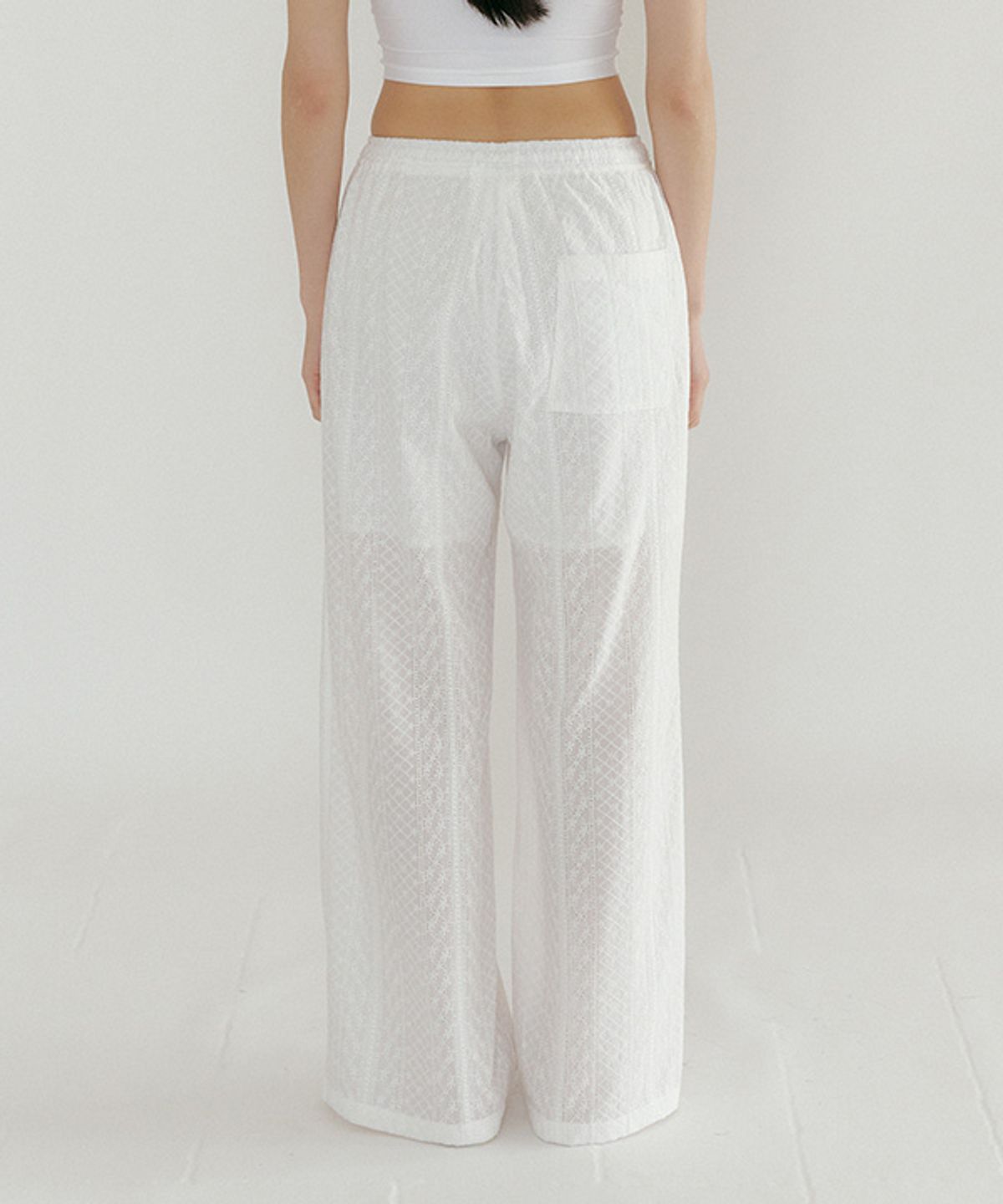 링서울(LINGSEOUL) punching lace banding pants-Ivory