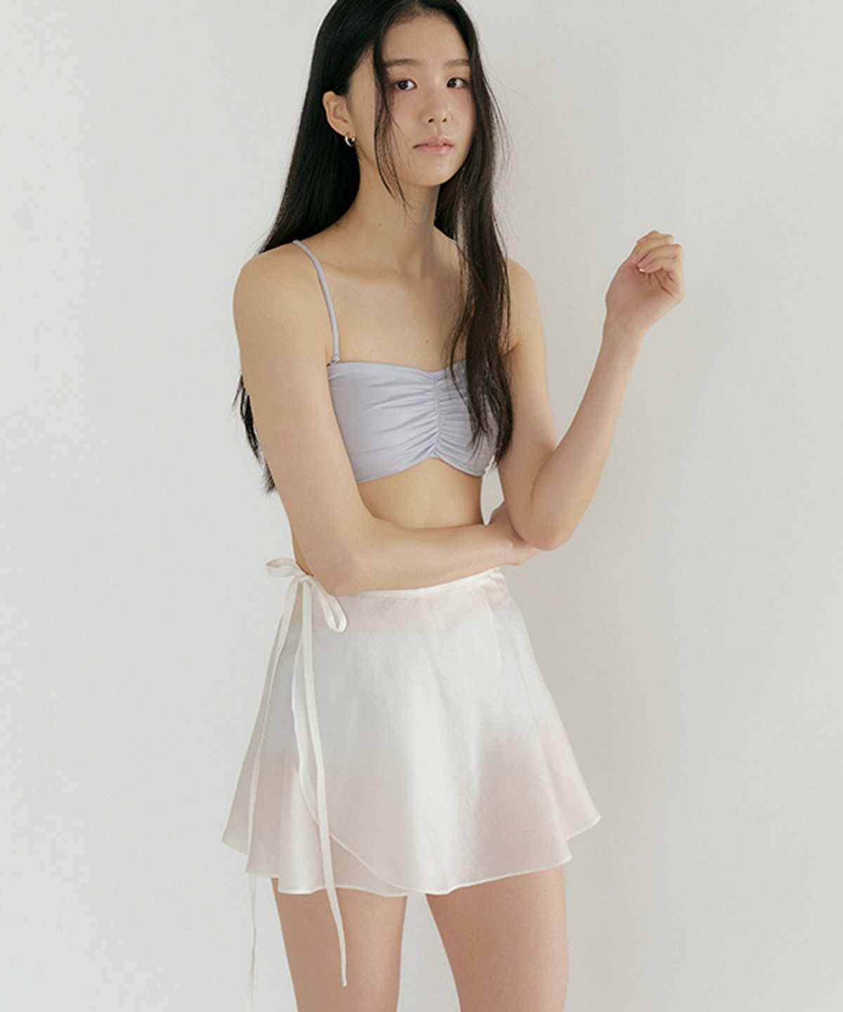 링서울(LINGSEOUL) sheer layered wrap skirt-ivory