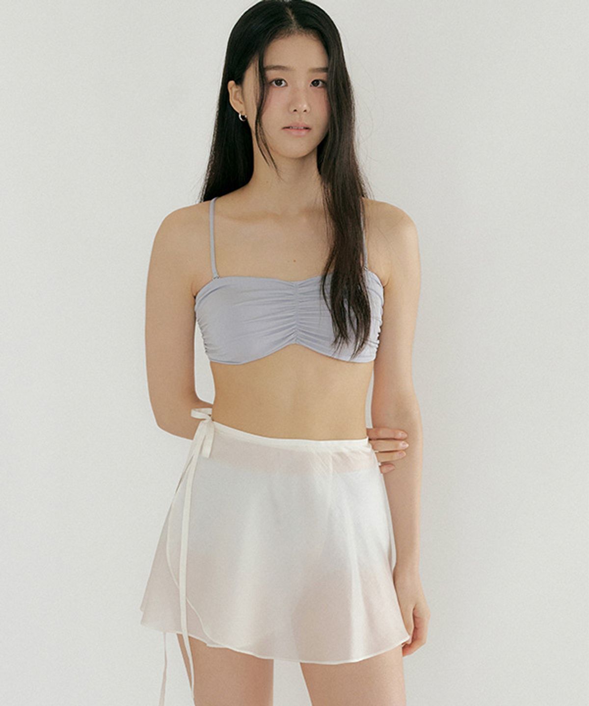 링서울(LINGSEOUL) sheer layered wrap skirt-ivory