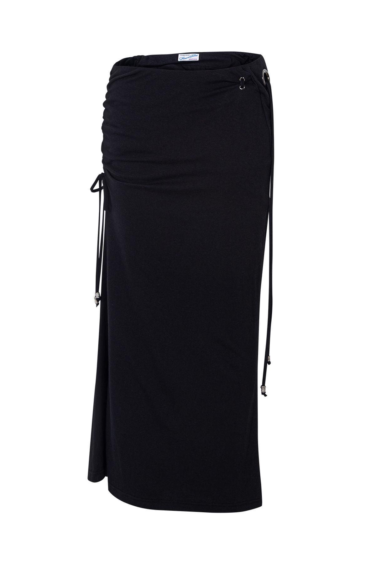 플리즈노팔로우(PLEASENOFOLLOW) Moss Eyelet Shirring Long Skirt (Black)