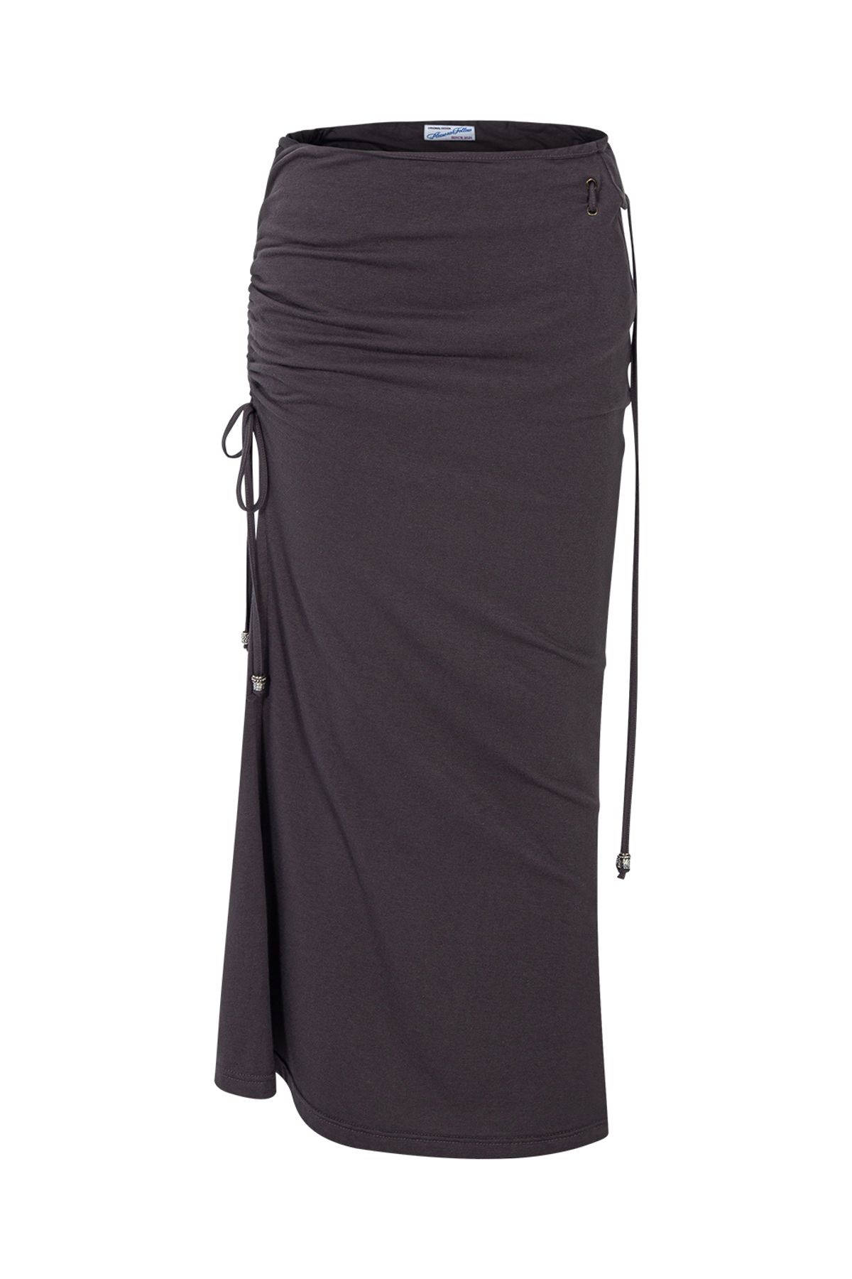 플리즈노팔로우(PLEASENOFOLLOW) Moss Eyelet Shirring Long Skirt (Ash Charcoal)