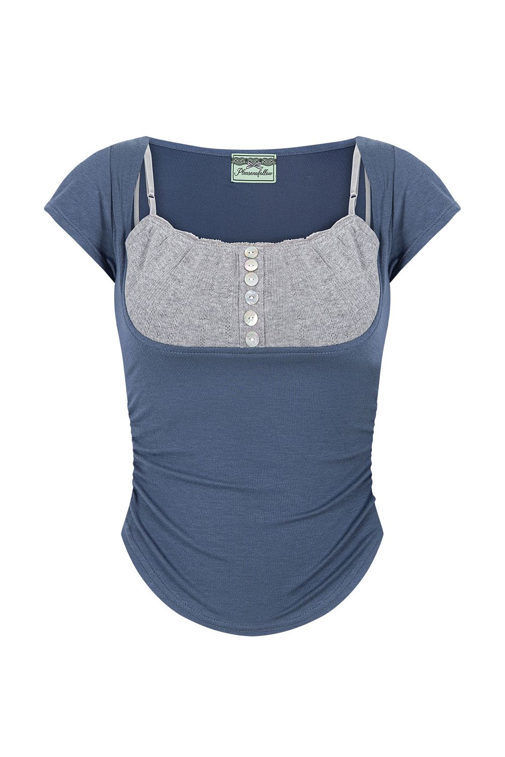 ●PLEASENOFOLLOW● Katie Button Baby Top MUSINSA | PLEASENOFOLLOW Katie Button Baby Top (Dusty Blue)