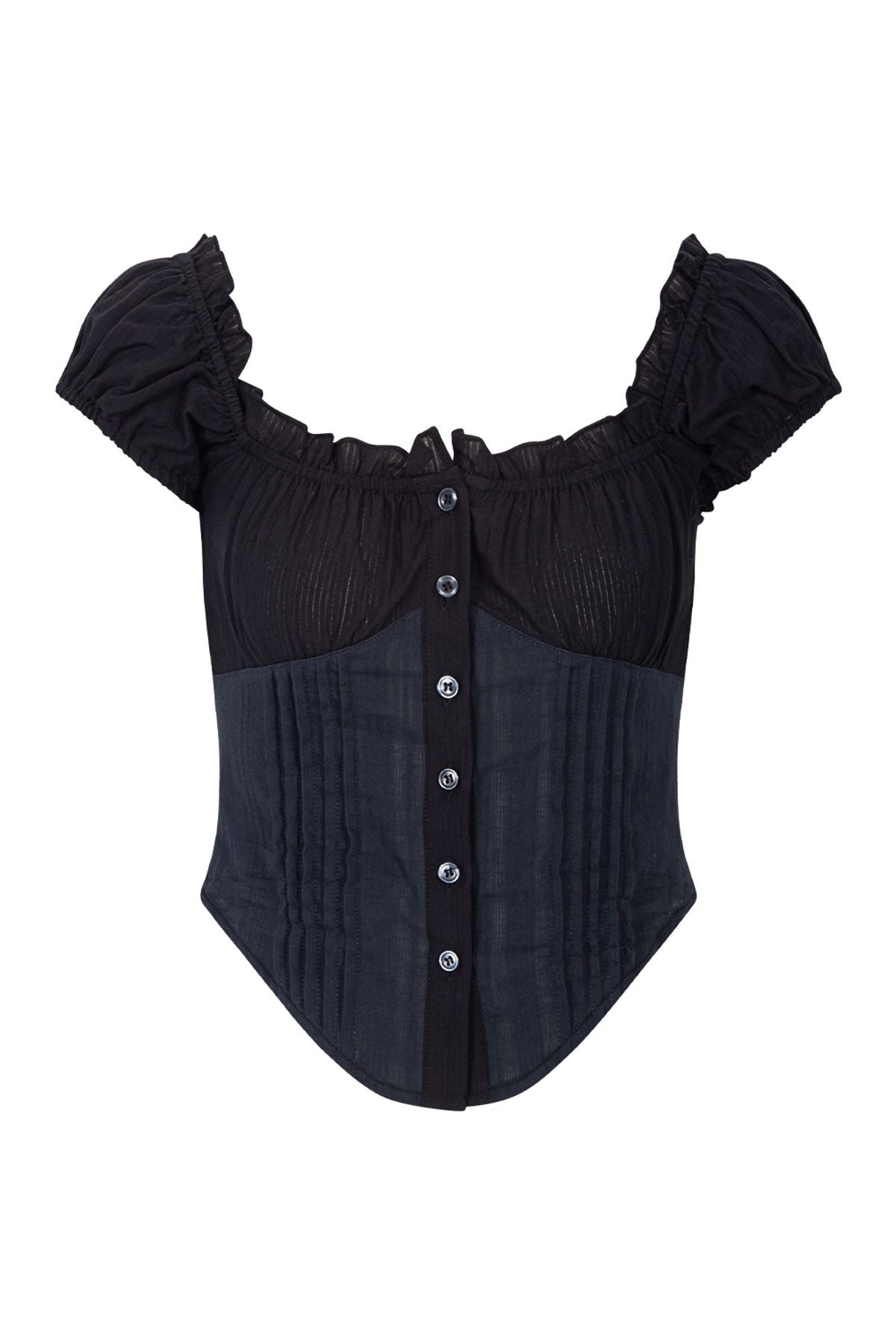 플리즈노팔로우(PLEASENOFOLLOW) Cindy Shirt Top (Black/Cool Charcoal)