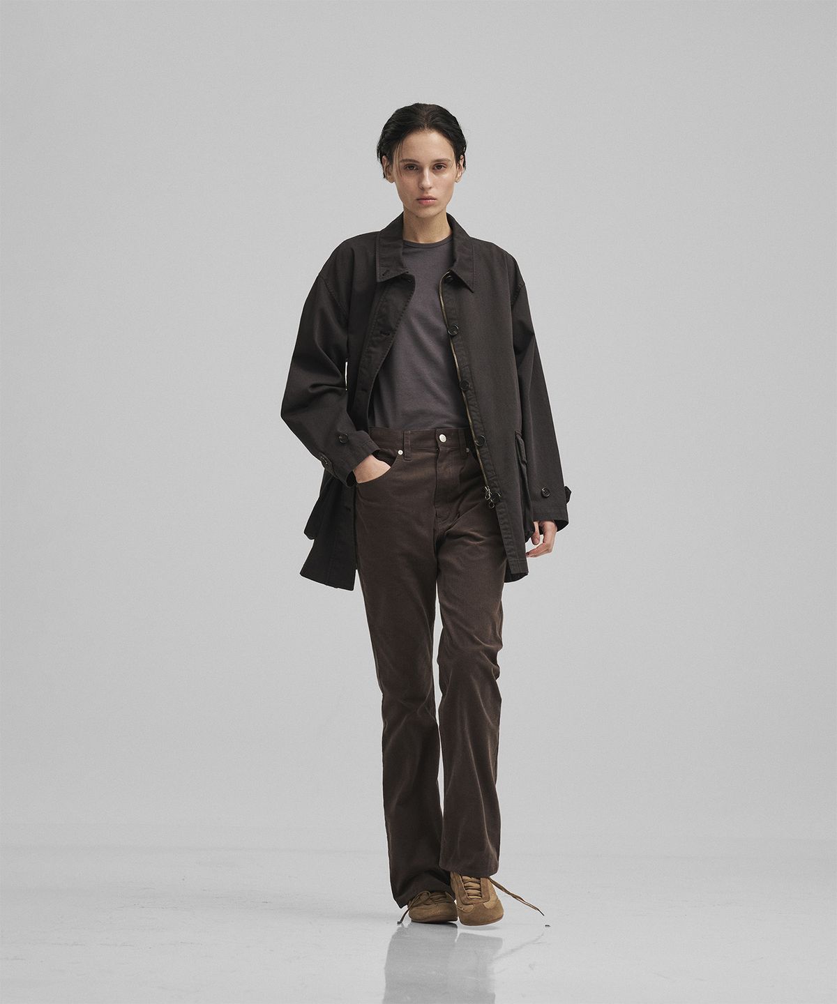 어나더오피스 우먼(ANOTHER OFFICE WOMEN) w. Light Corduroy Bootcut Pants (Charcoal Brown)