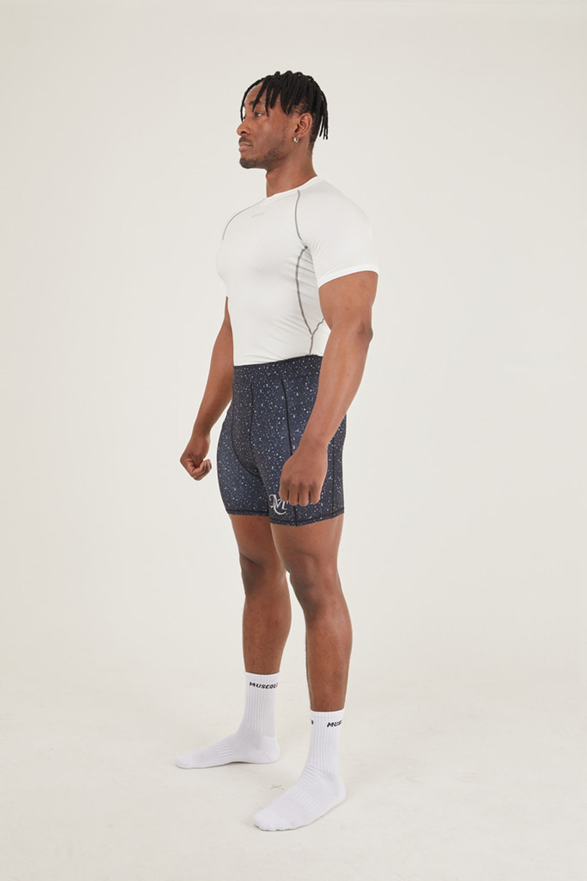 머스콜로(MUSCOLO) MENS COMPRESSION SHORT SLEEVE WHITE