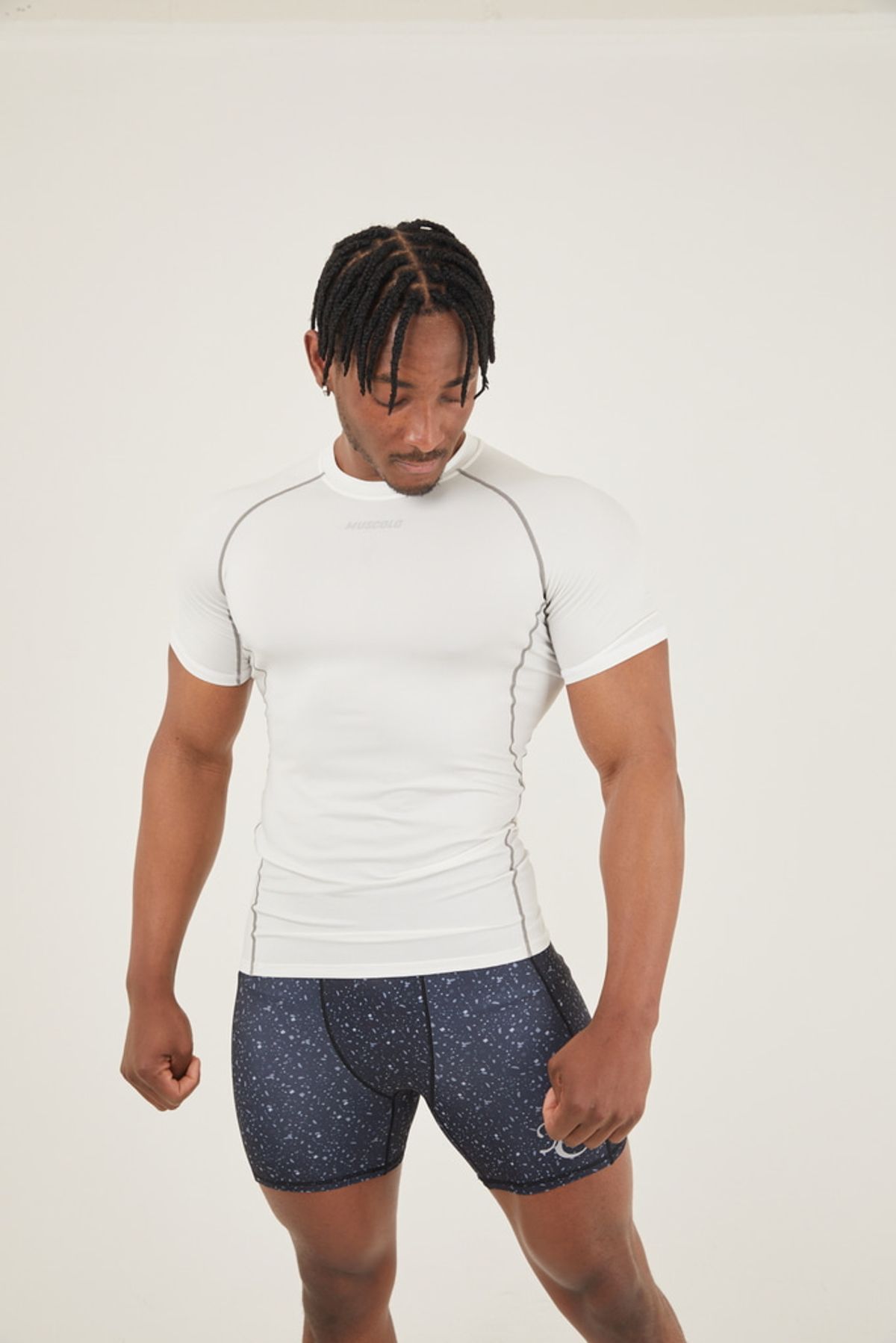 머스콜로(MUSCOLO) MENS COMPRESSION SHORT SLEEVE WHITE