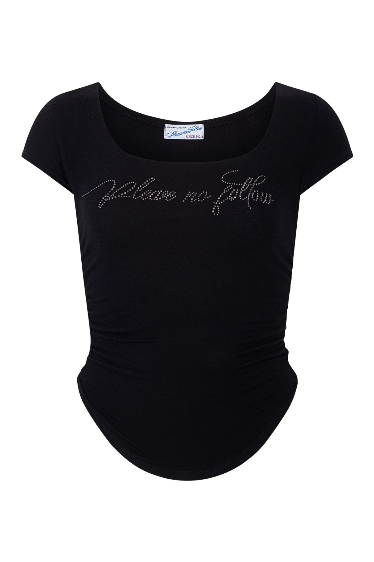 플리즈노팔로우(PLEASENOFOLLOW) Romy Logo Short Top (Black)