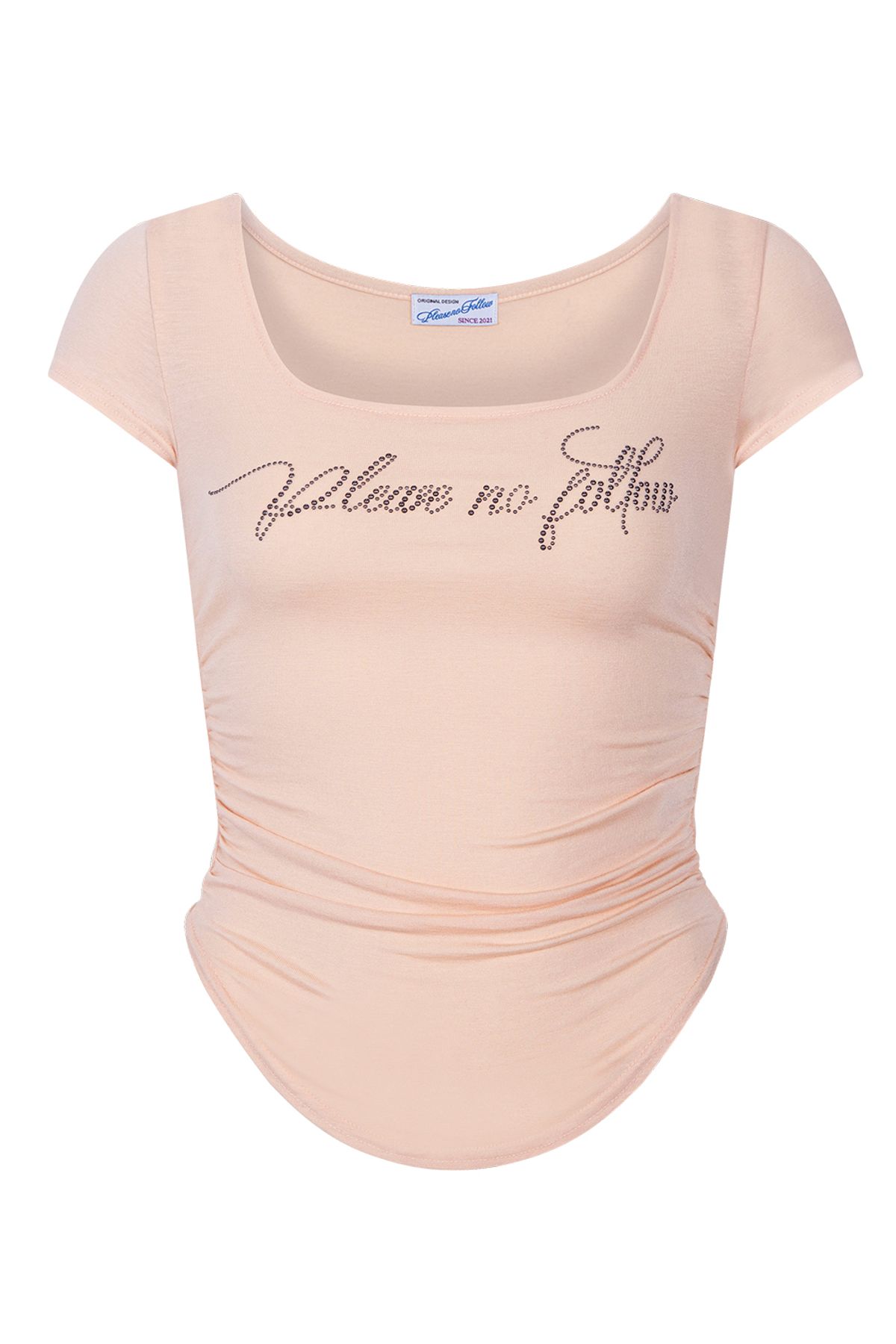 플리즈노팔로우(PLEASENOFOLLOW) Romy Logo Short Top (Peach)