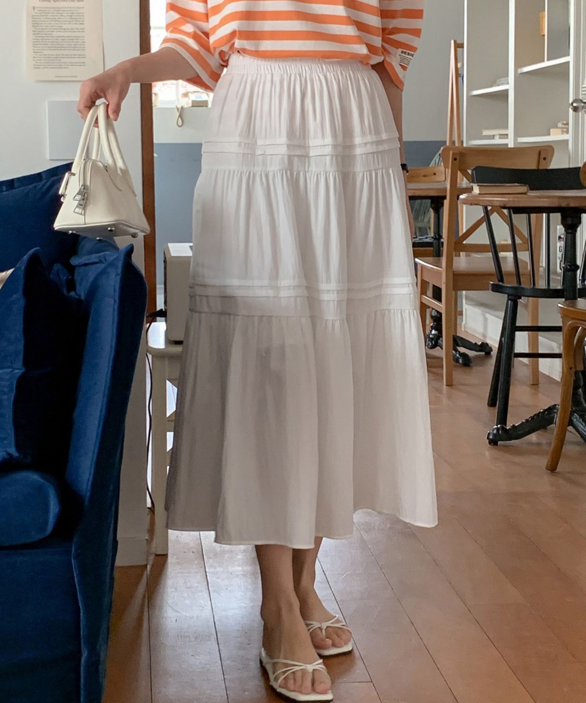빼빼(BBAEBBAE) 밴딩 핀턱 캉캉 롱 스커트