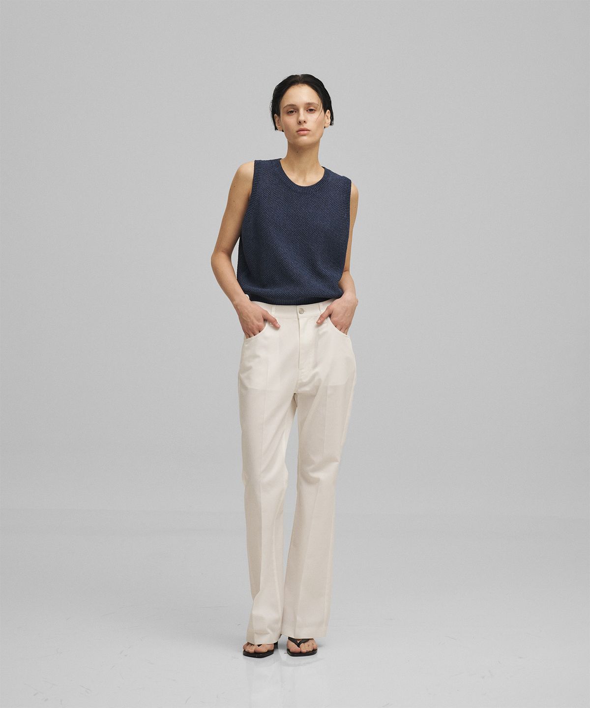 어나더오피스 우먼(ANOTHER OFFICE WOMEN) w. Tailored Twill Bootcut Pants (Off White)