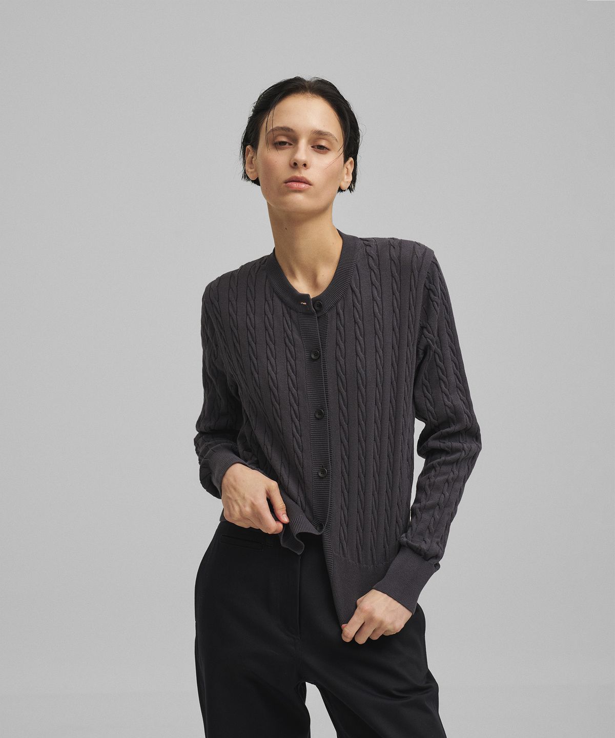 어나더오피스 우먼(ANOTHER OFFICE WOMEN) w. Current Cable Cardigan (Dark Navy)
