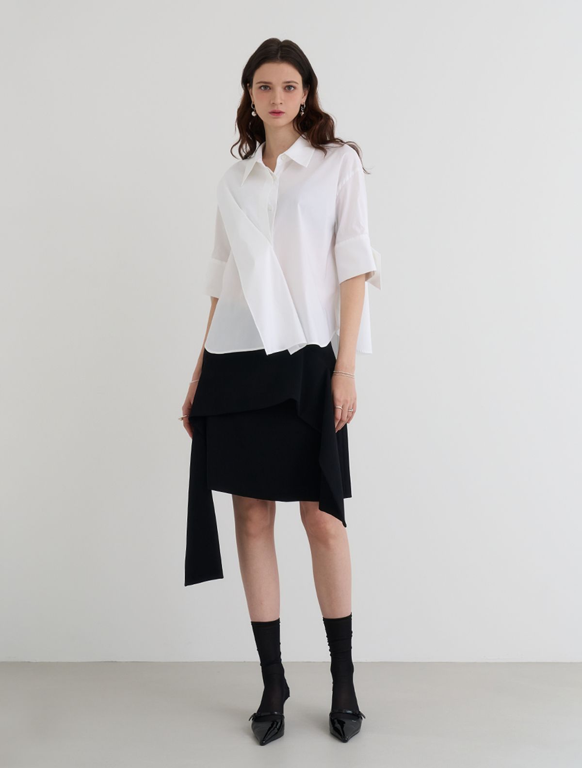 르이엘(LE YIEL) Overlap Shirt Blouse_White 오버랩 셔츠 블라우스_화이트