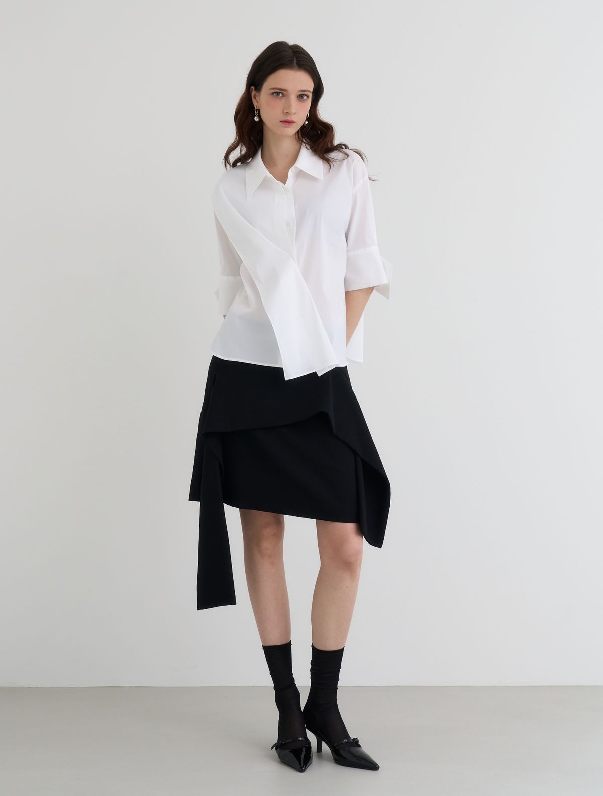르이엘(LE YIEL) Overlap Shirt Blouse_White 오버랩 셔츠 블라우스_화이트