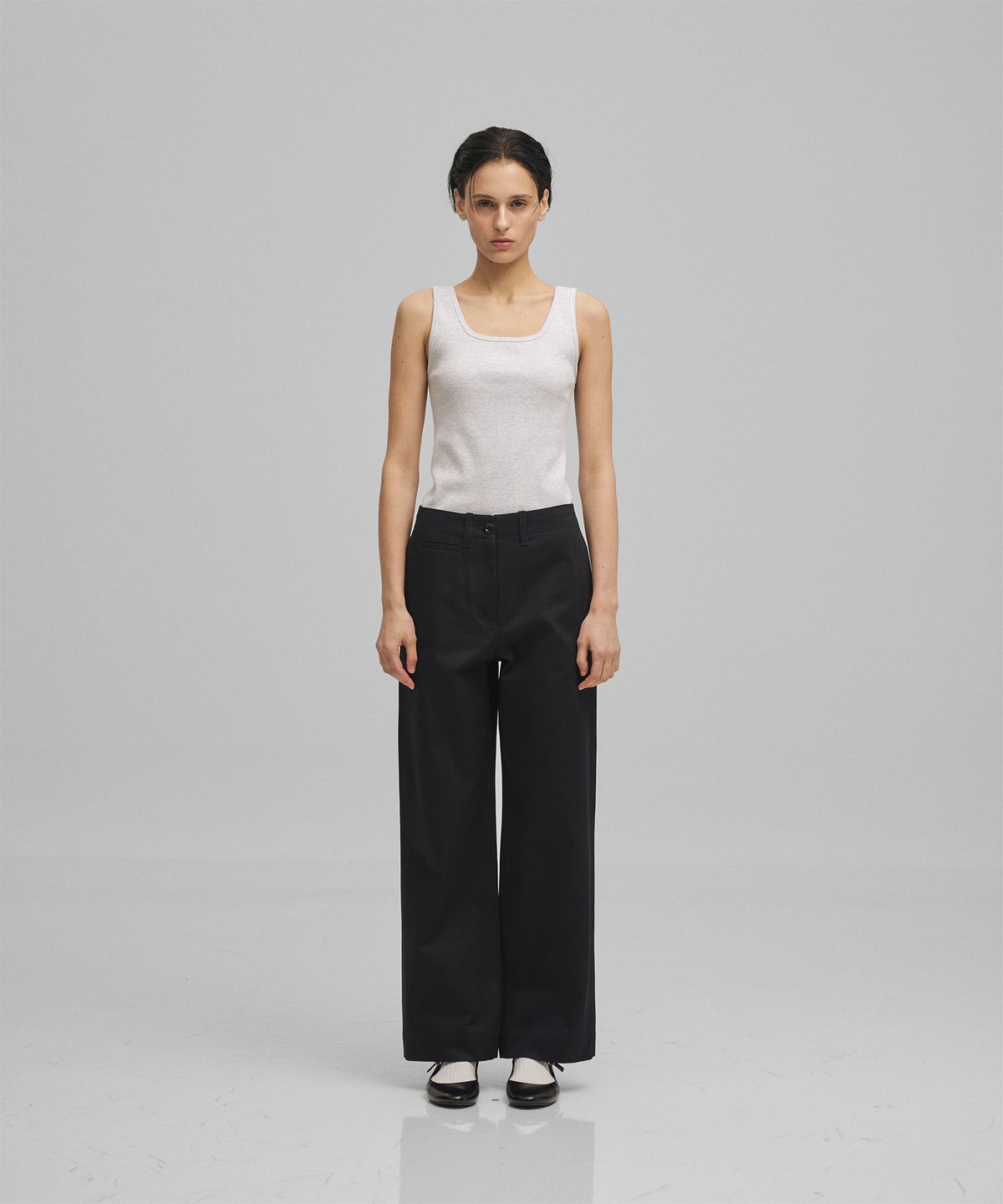 어나더오피스 우먼(ANOTHER OFFICE WOMEN) w. Scoop Neck Tank (White Melange)