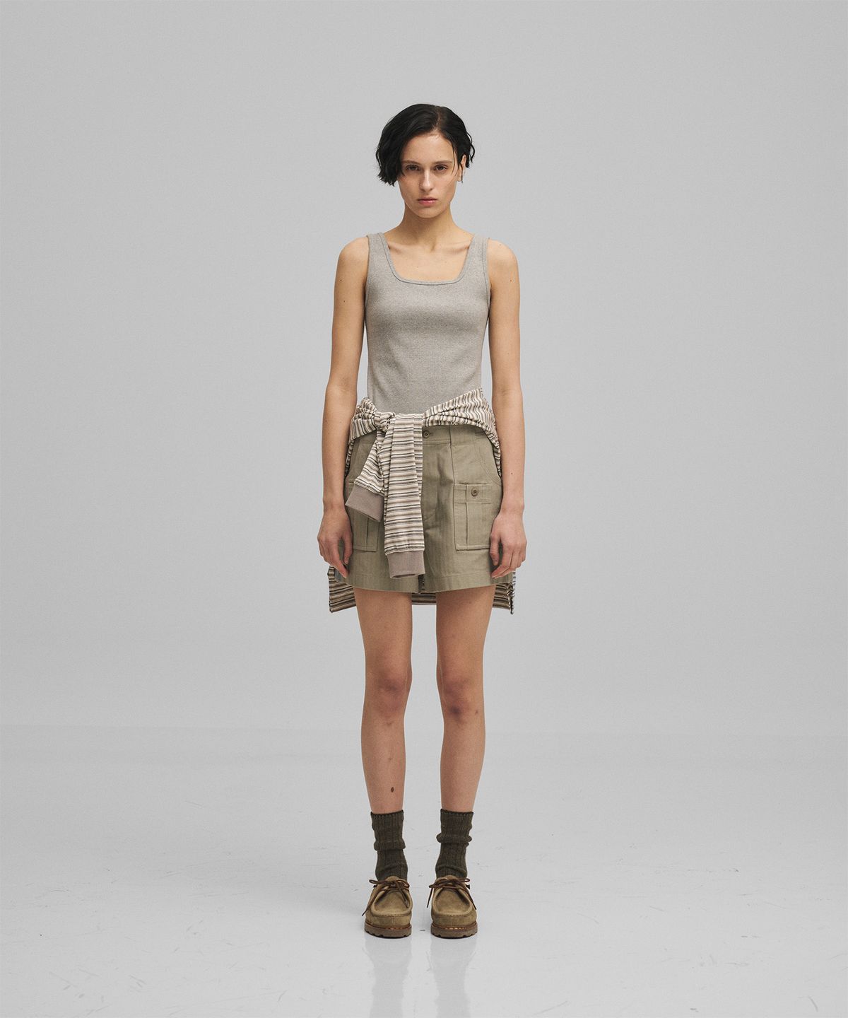 어나더오피스 우먼(ANOTHER OFFICE WOMEN) w. Scoop Neck Tank (Heather Gray)